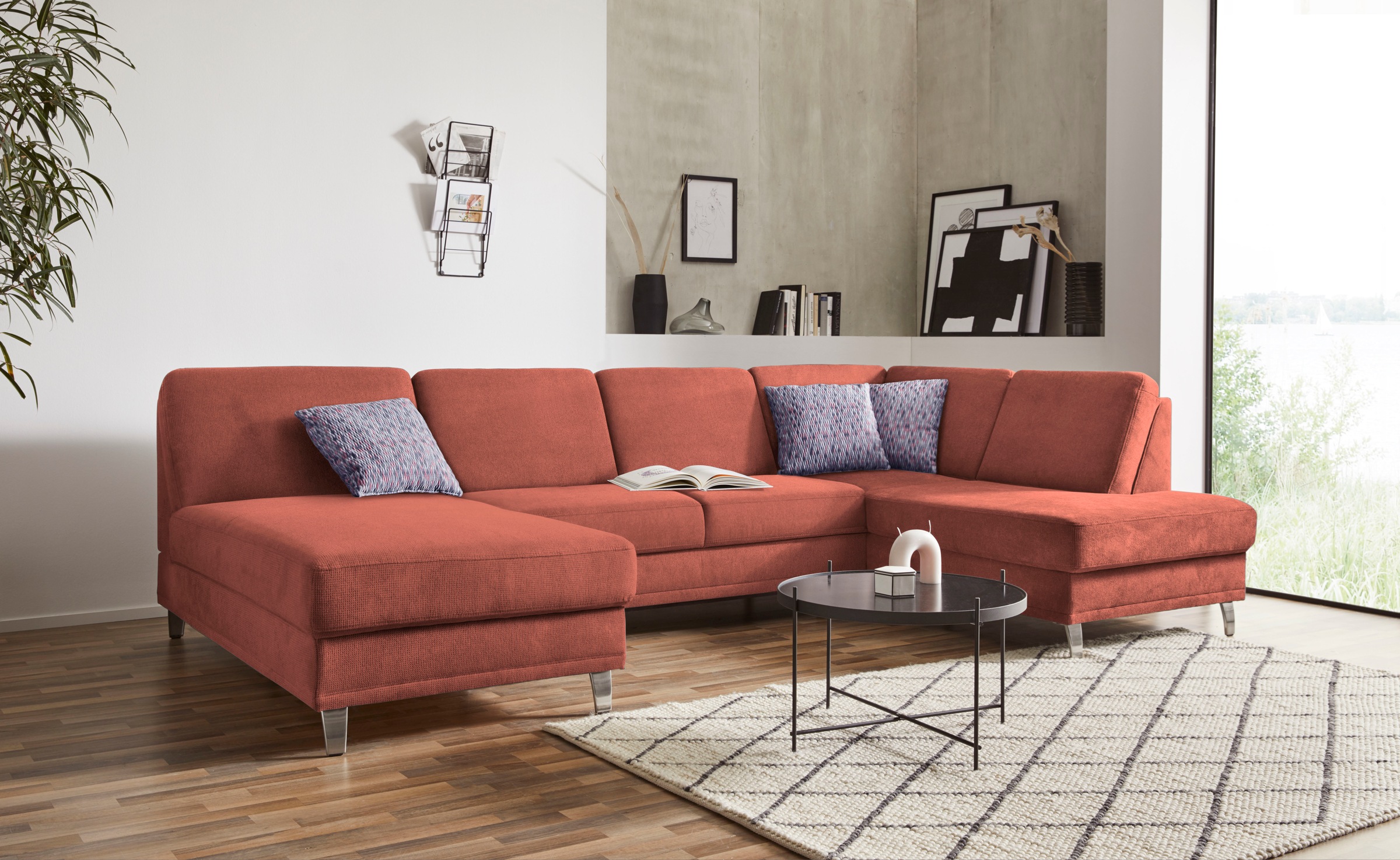 sit&more Wohnlandschaft "Clio U-Form" wahlweise mit Schlaffunktion und Bettkasten, inklusive Federkern