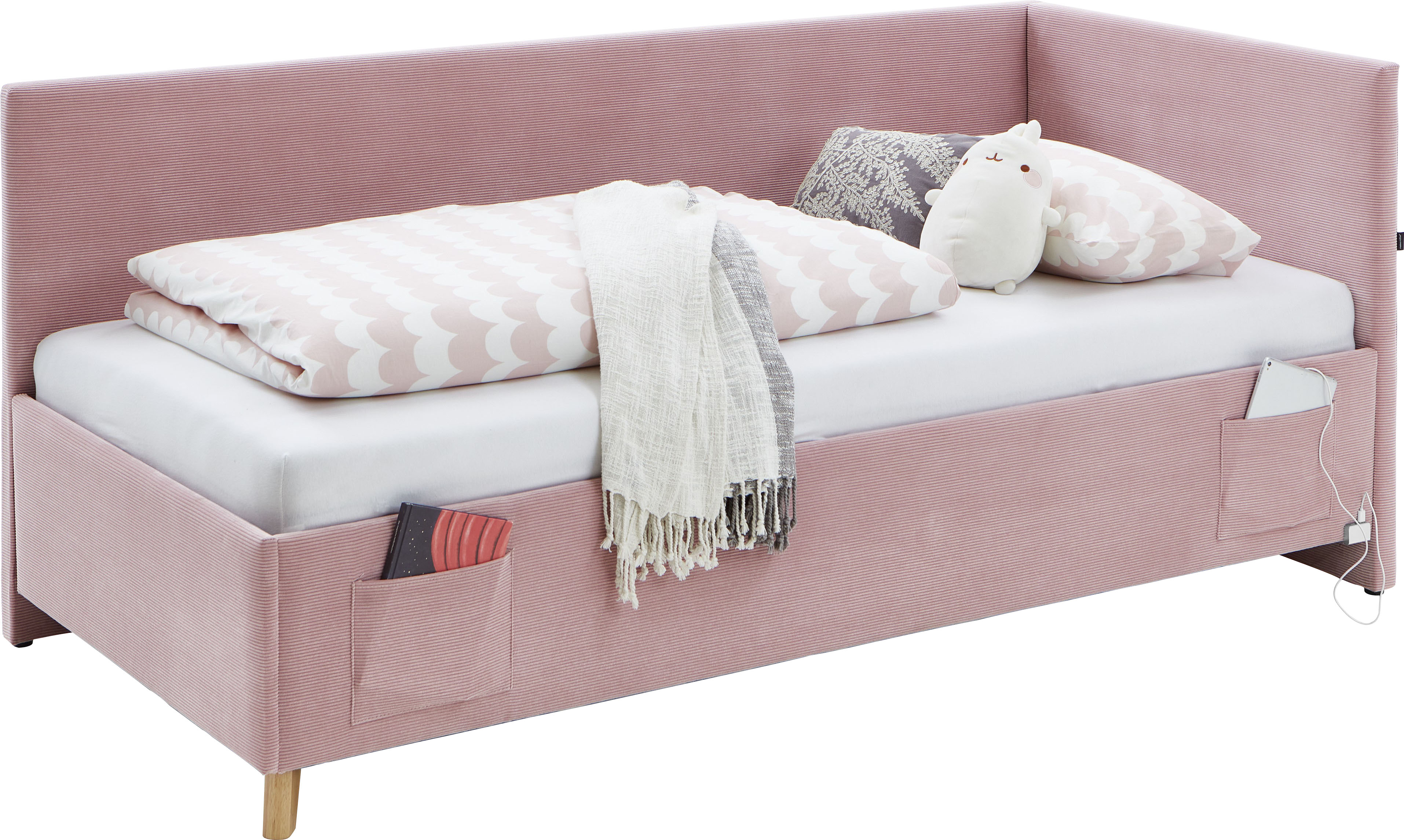 meise.möbel Kinderbett "COOL II" Polsterbett wahlweise mit Bettkasten, Jugendbett inkl. USB Anschlüsse