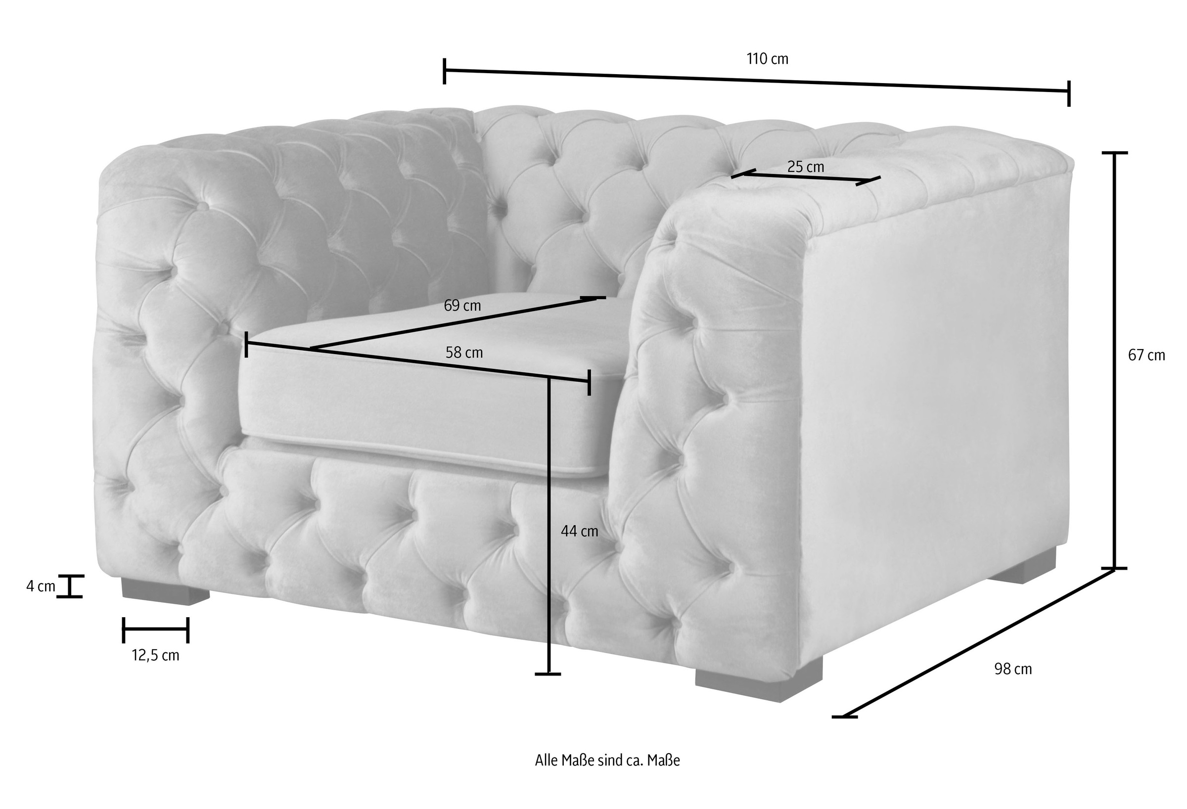 Guido Maria Kretschmer Home&Living Chesterfield-Sessel »Kalina Sessel«, mit klassischer Chesterfield-Knopfheftung, sehr hochwertige Qualität