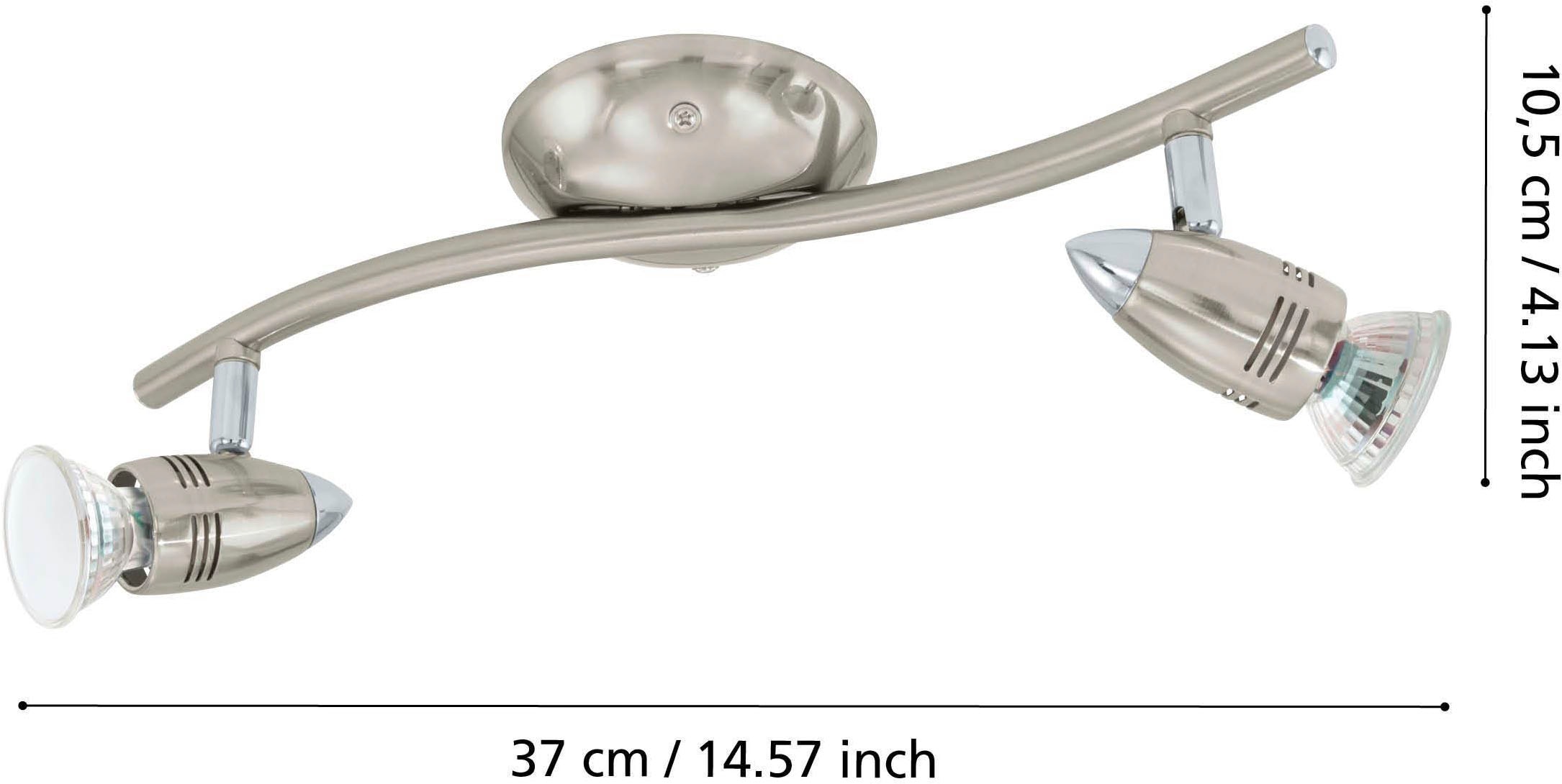 EGLO Deckenleuchte »Magnum-LED Deckenlampe, Deckenstrahler, Wohnzimmerlampe, Metall, GU10« GU10 1 Stk. Warmweiß Spot - L33 x B10,5 cm - nickel-matt, chrom - 2X2,8W inkl.