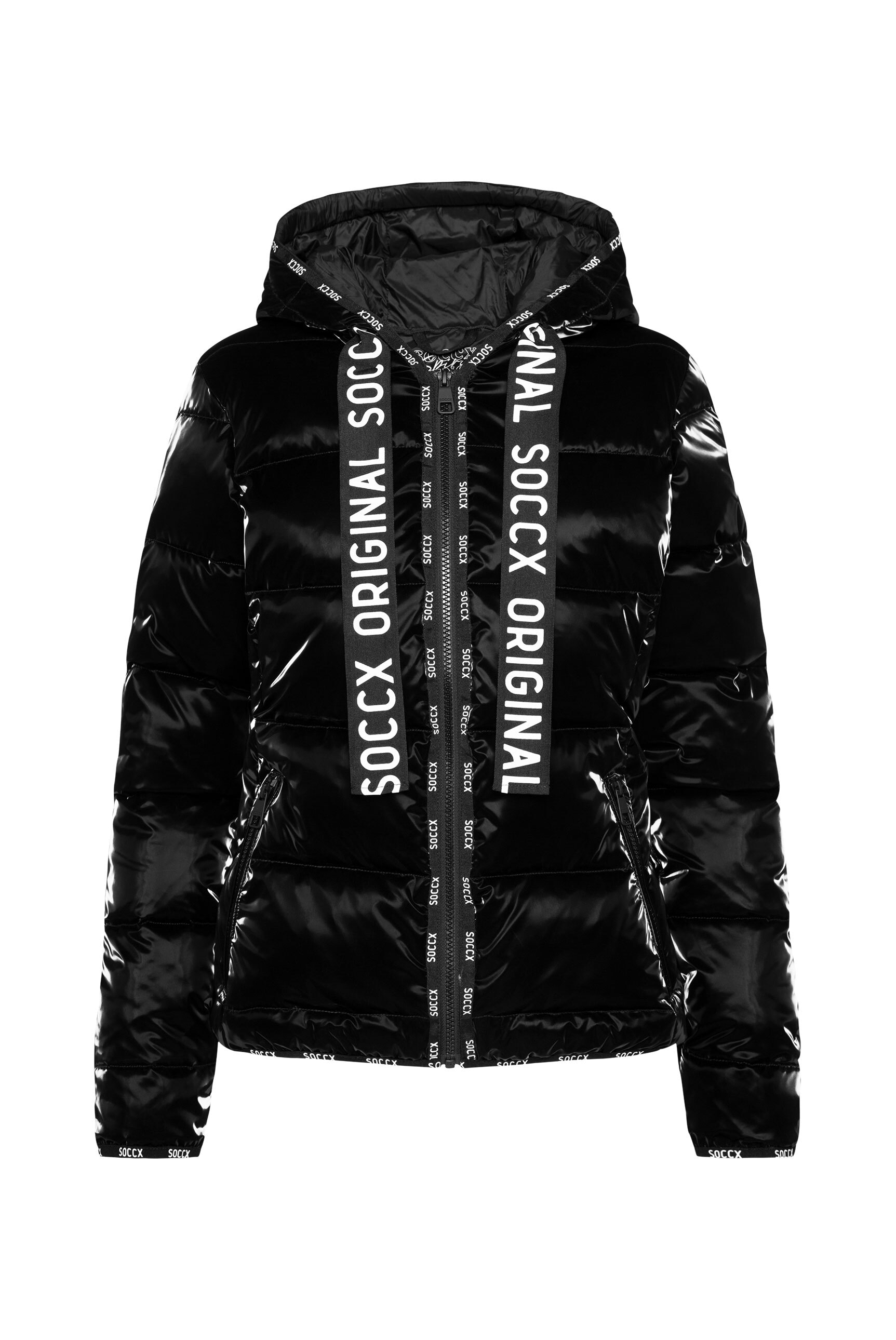 SOCCX Steppjacke, mit Kapuze, mit elastischem Saumabschluss