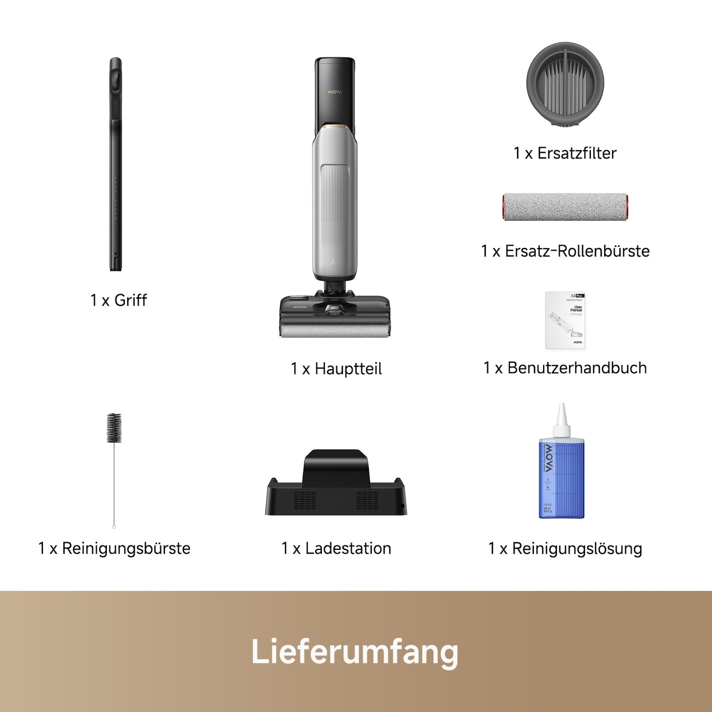 Mova Nass-Trocken-Sauger »X4 Plus«, KI-Reinigung, 180°-Design, selbstreinigende Bürste, 20.000Pa Saugkraft