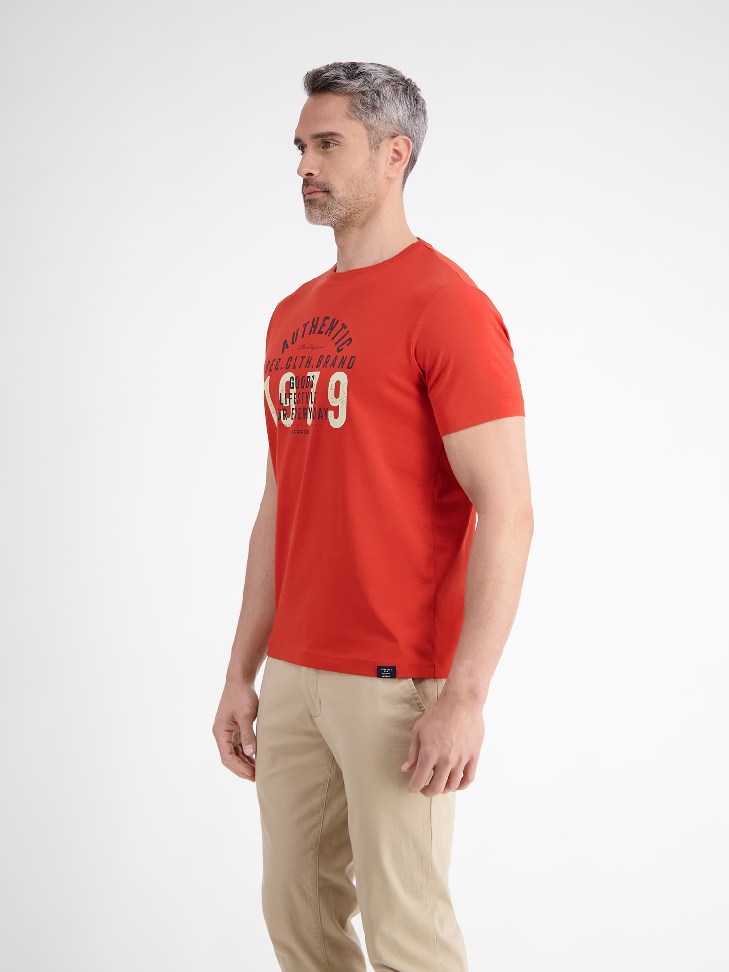 LERROS T-Shirt »LERROS Unifarbenes T-Shirt mit Print«