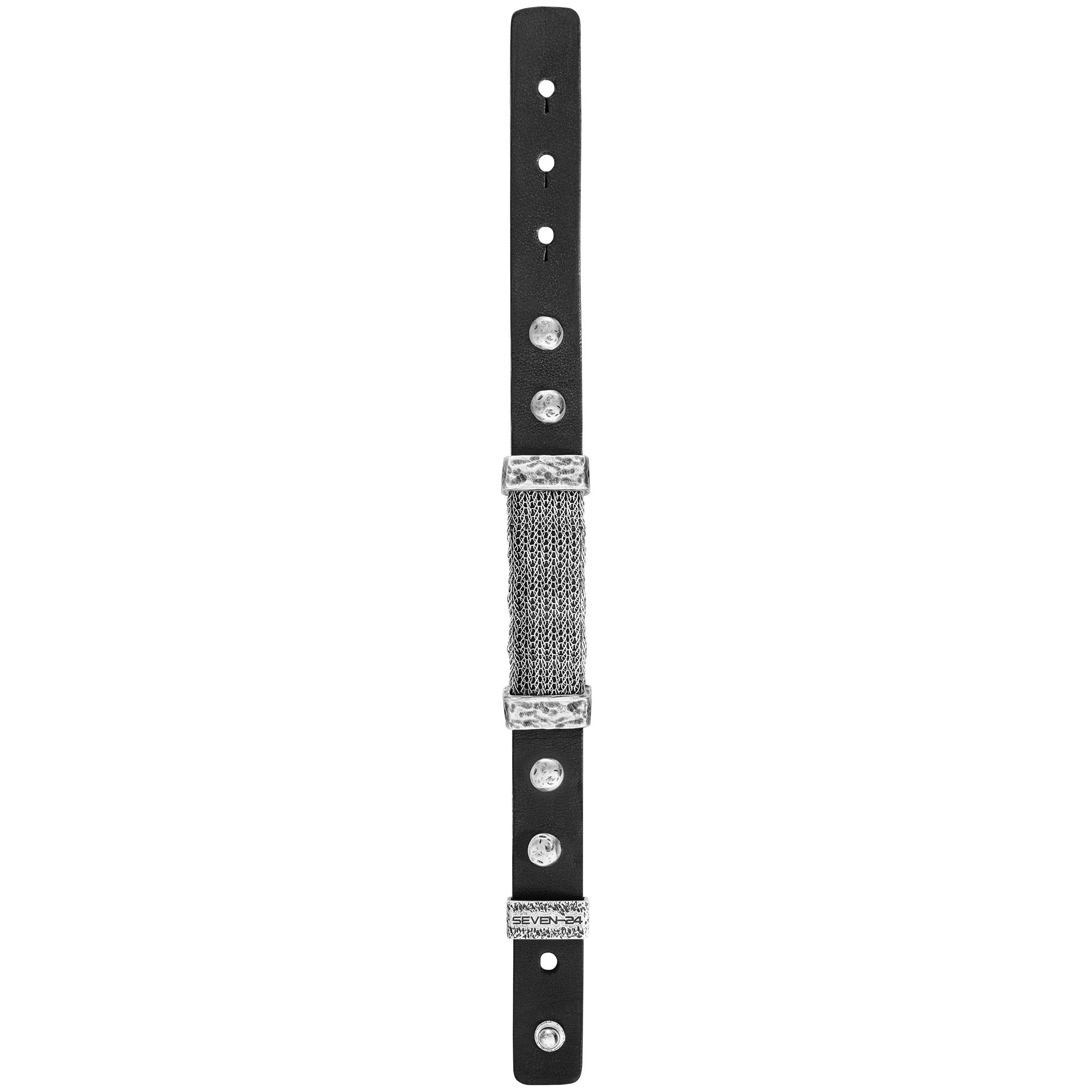SEVEN-24 Armband »Edelstahl mit schwarzem Leder«