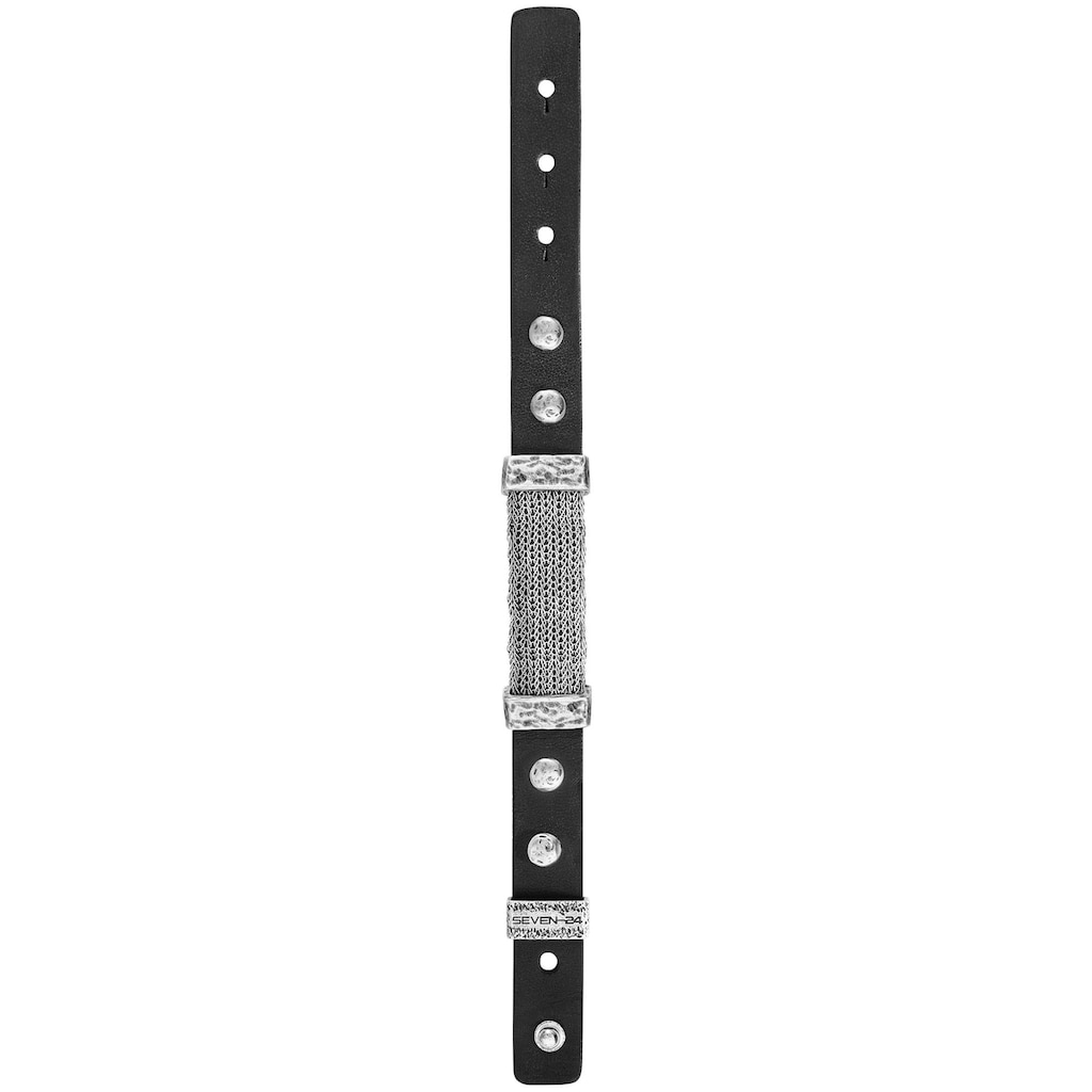 SEVEN-24 Armband »Edelstahl mit schwarzem Leder«