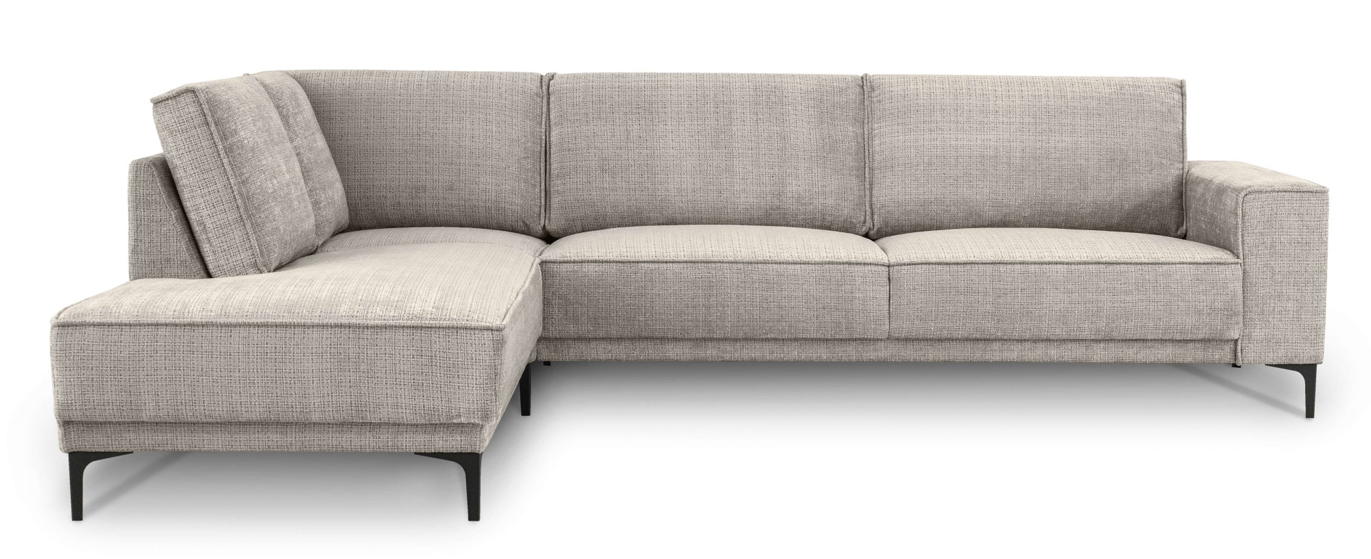 Places of Style Ecksofa »Polsterecke Oland, Struktur, Flachgewebe, Luxus-Microfaser, Boucle«, L-Form, 289 cm, Wellenunterfederung, Skandi-Design, Metallfüße