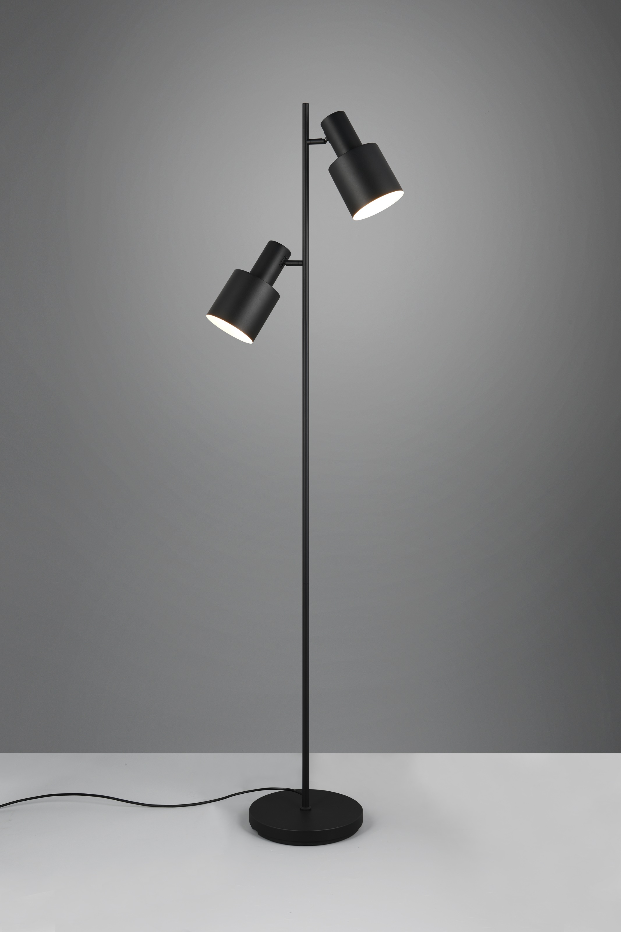 TRIO Leuchten Stehlampe »AGUDO, Stehleuchte 2-flammig, exkl 2xE27 max 10W, mit Fußschalter«, 2 flammig, Leuchtmittel E27 | Leuchtmittel wechselbar, 161cm hoch, Metall Lampenschirme, Stehlampe Wohnzimmer Esszimmer