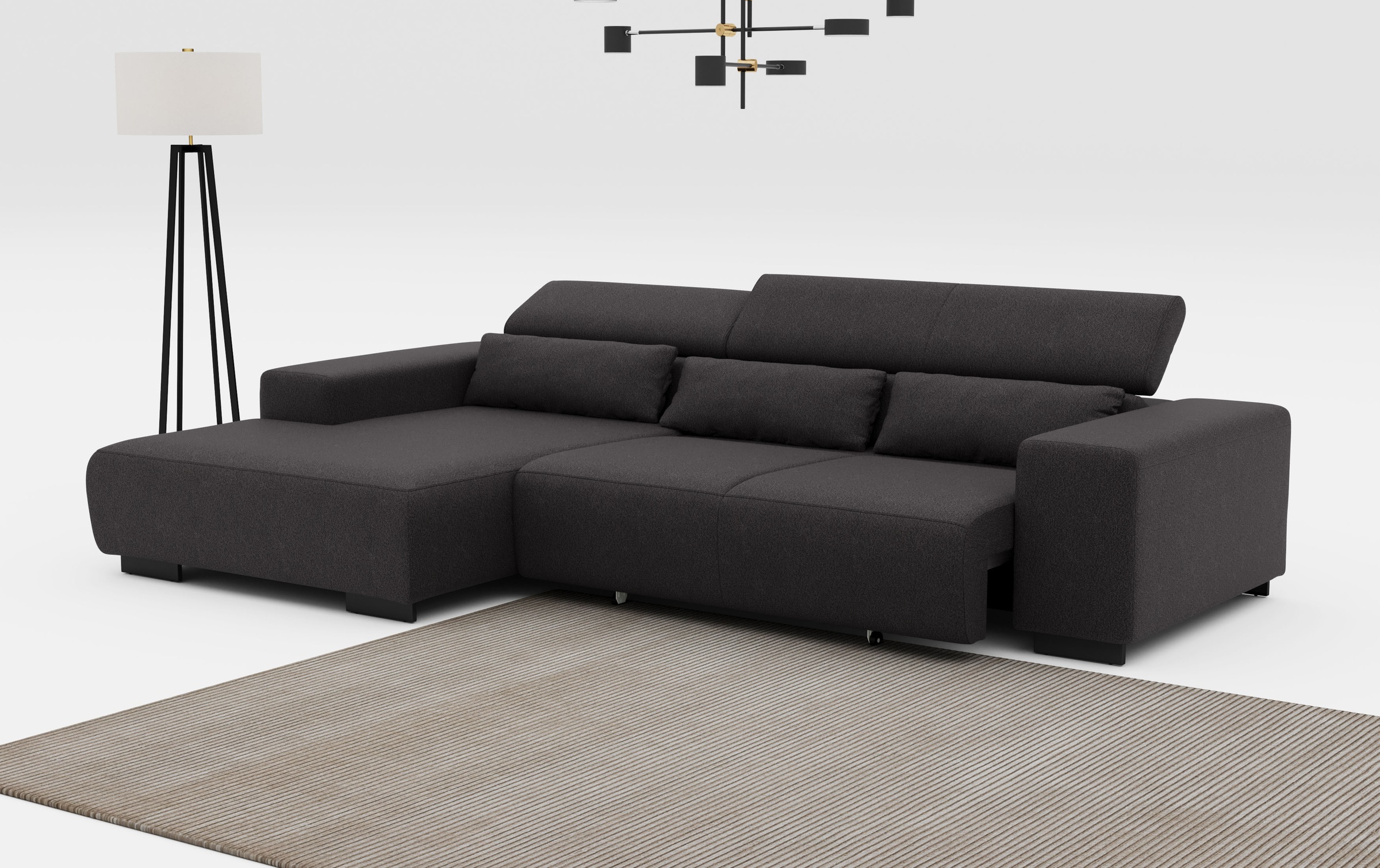 COTTA Ecksofa »Side L-Form, mit Kopfteilverstellung & 3 Nierenkissen«, optional motorische Sitztiefenverstellung