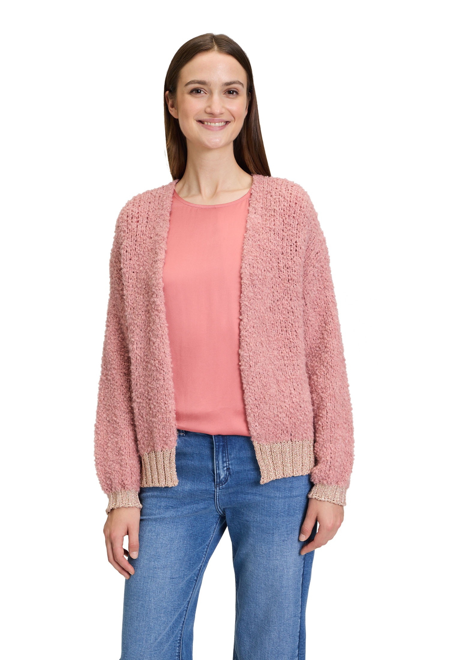 Cartoon Strickjacke "Cartoon Strick-Cardigan mit V-Ausschnitt", Rippbündchen