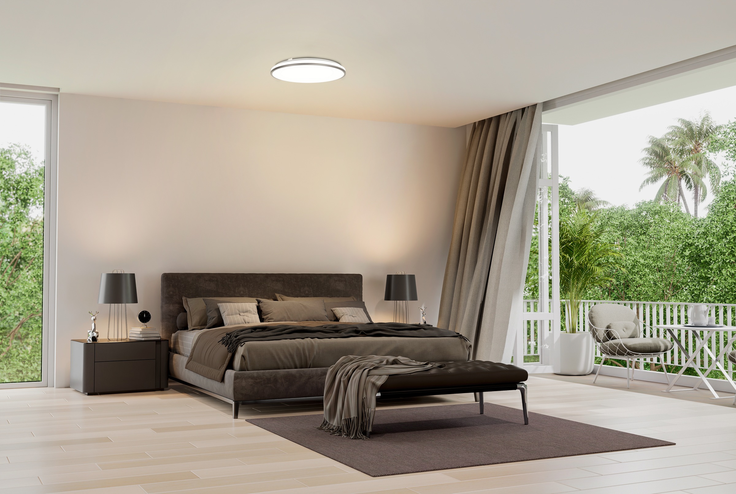 näve LED Deckenleuchte »Tiflis« LED-Modul 1 Stk. Neutralweiß 4 stufig dimmbar per Wandschalter/25%/50%/100%, inkl. Memoryfunktion