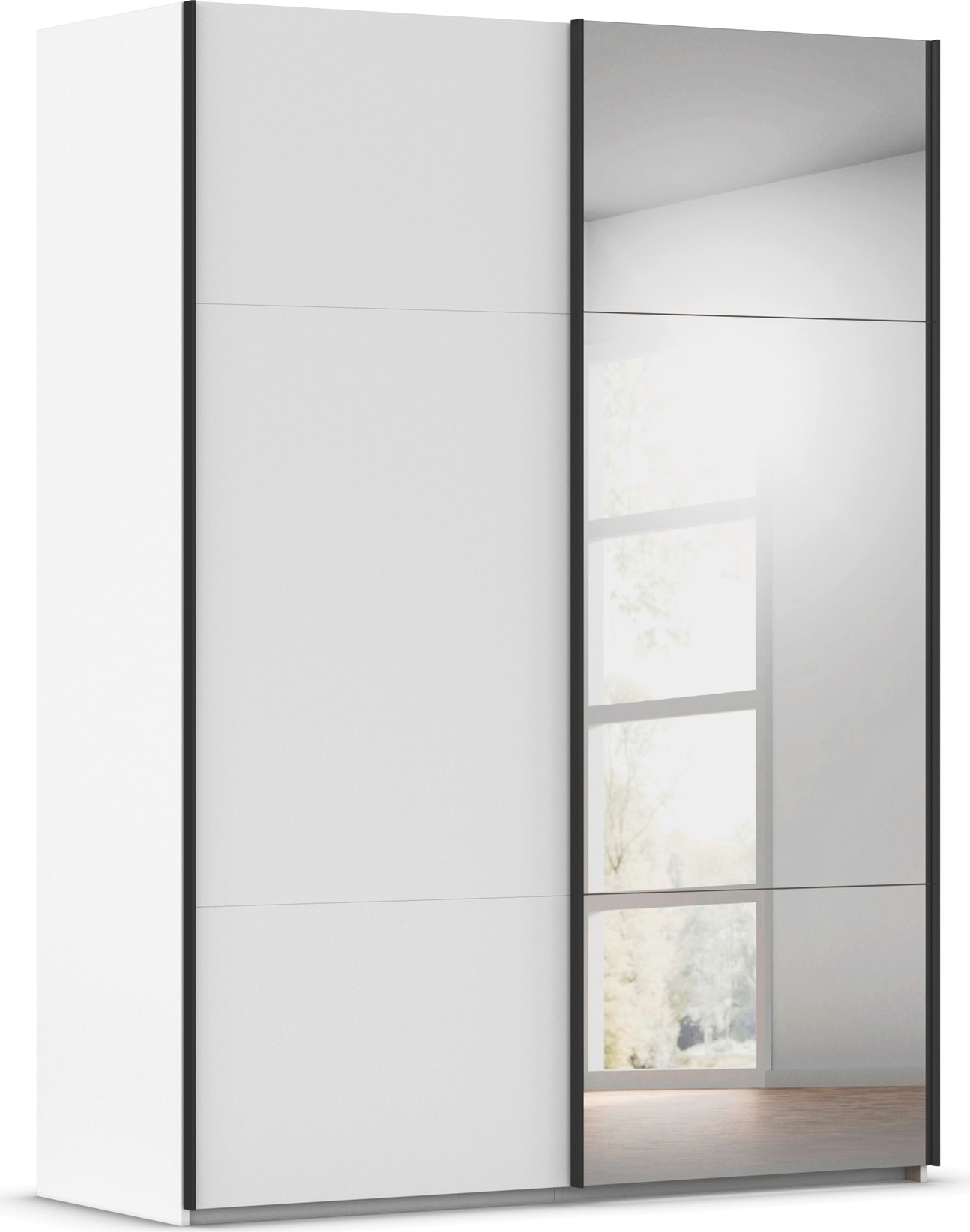 rauch Schwebetürenschrank "Kleiderschrank Schrank Garderobe Schlafzimmerschrank CONTIDO" 3 verschiedene Ausstattungen BASIC/CLASSIC/PREMIUM (inkl. SOFT-CLOSE), aus hochwertigem Material in 6 Breiten 2 Griff-Farben MADE IN GERMANY