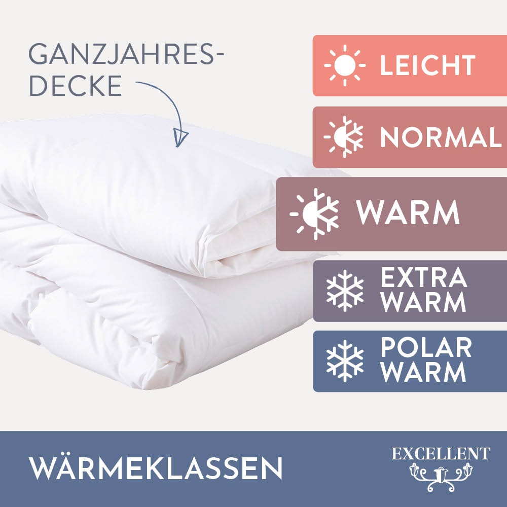 Thumbnail - Excellent Gänsedaunenbettdecke "Davos, Bettdecken für Sommer und Winter, Decke" warm Füllung 100Gaensedaunen 1 Stk. tlg....