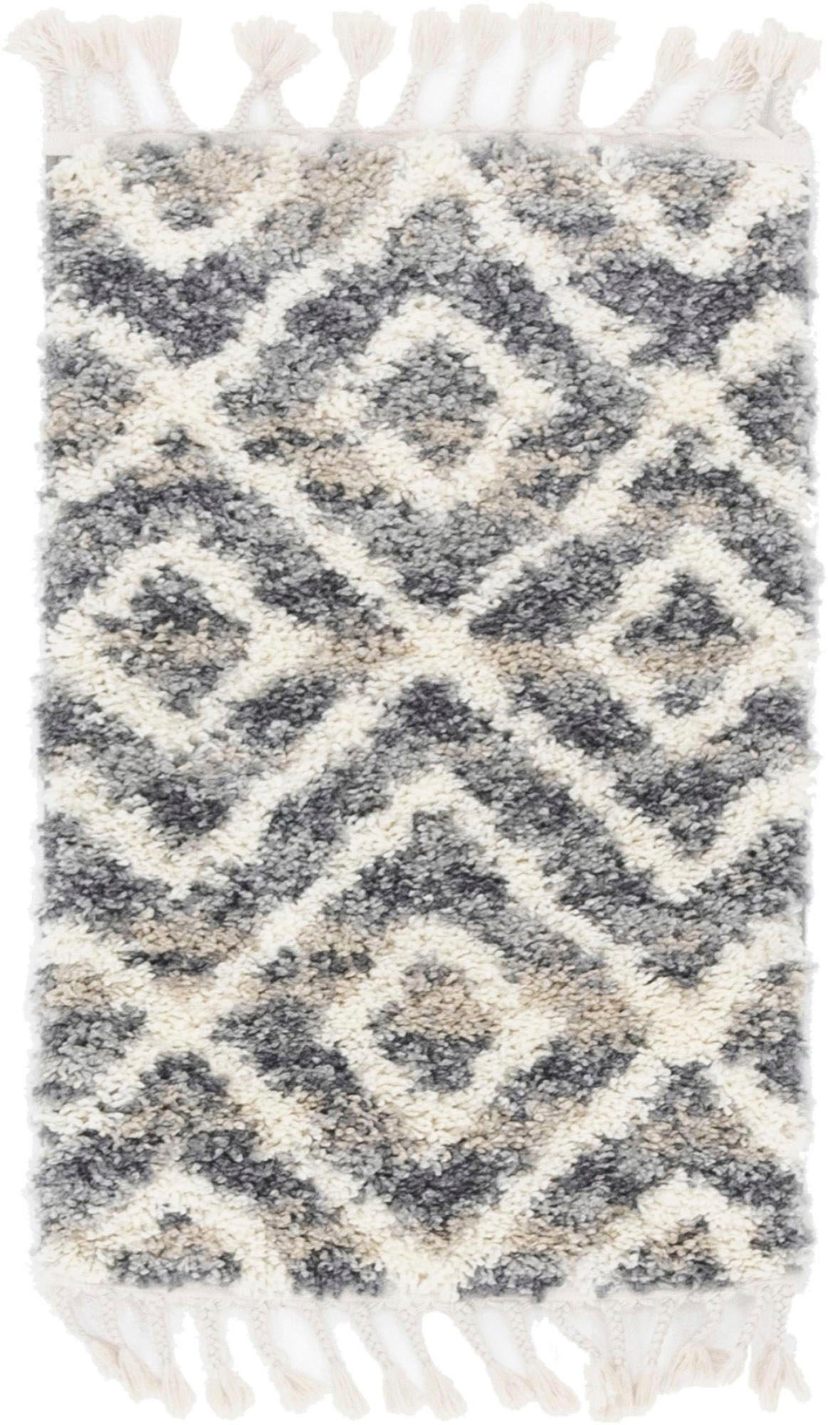 Myflair Möbel & Accessoires Hochflor-Teppich »Top Shag Lagerräumung«, rechteckig, 32 mm Höhe, gewebt, Rauten Design, melierte Optik, weich & kuschelig, mit Fransen