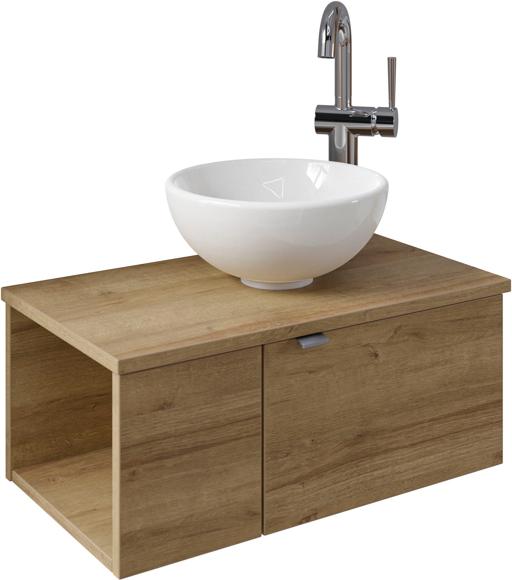 Saphir Badmöbel-Set »Serie 6915«, (4 St.), Gäste-Bad, 70 cm breit, mit LED-Spiegel, offenem Fach und 2 Türen