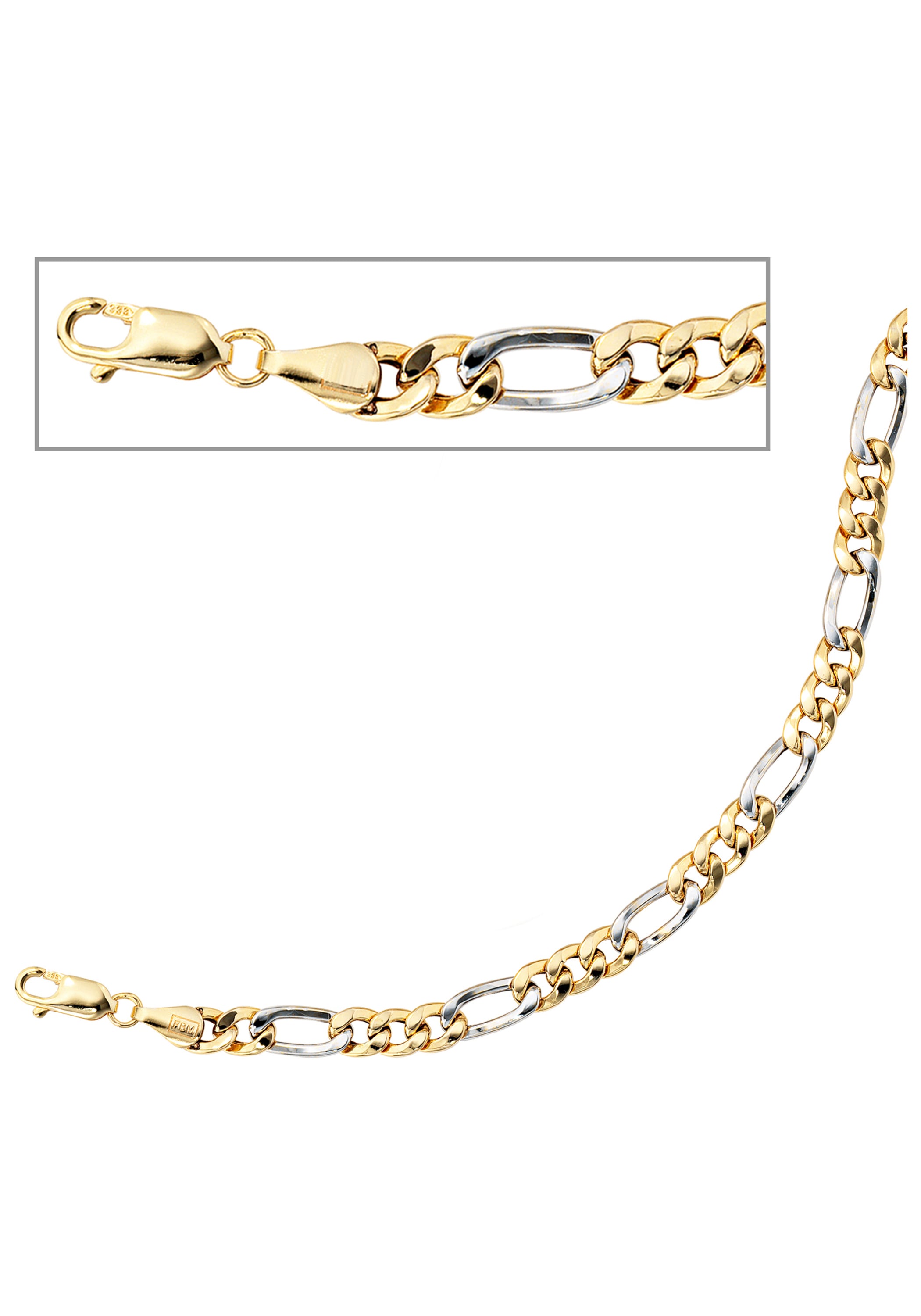 JOBO Goldkette, Figarokette 333 Gold bicolor 50 cm