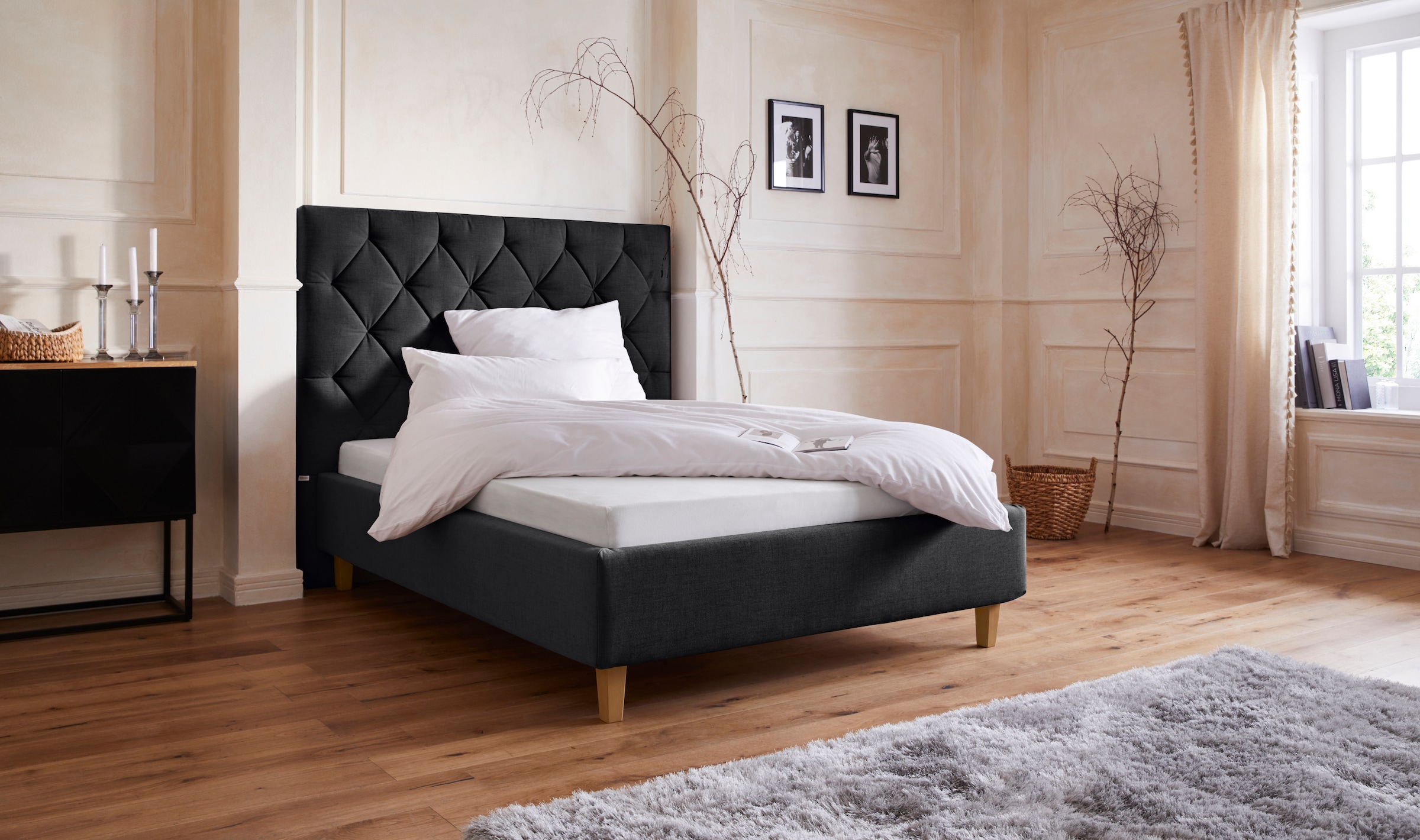 Home affaire Polsterbett "Sunley 140", Kreuzsteppung, Kopfteilhöhe 142 cm, günstig online kaufen