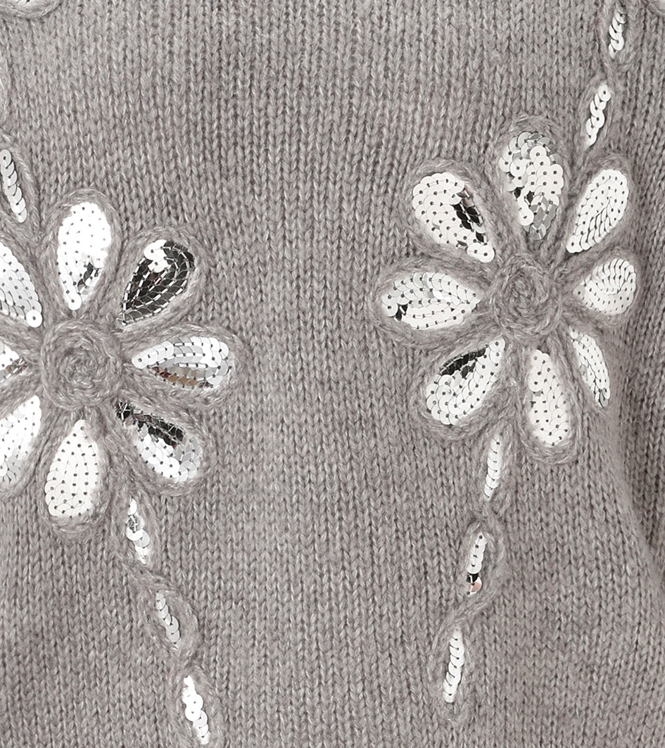 Aniston CASUAL Strickpullover, mit Pailletten verzierte Blüten-Applikationen - NEUE KOLLEKTION