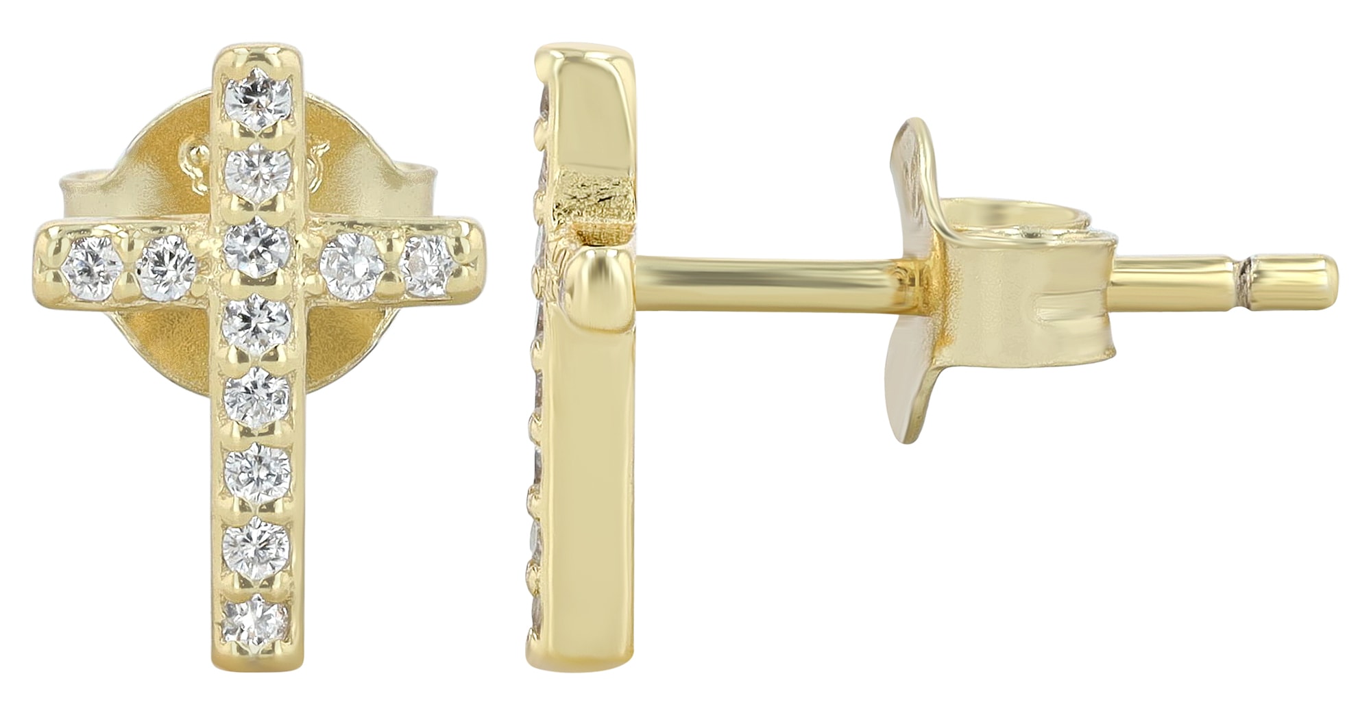 Paar Ohrhänger ADELIA´S "Damen Ohrringe – Ohrstecker aus 925 Silber mit Zirkonia", Damen, Gr. Damen, Silber 925 (Sterlingsilber), gold, Ohrringe, Ideal als Geschenk – dezent und elegant 2