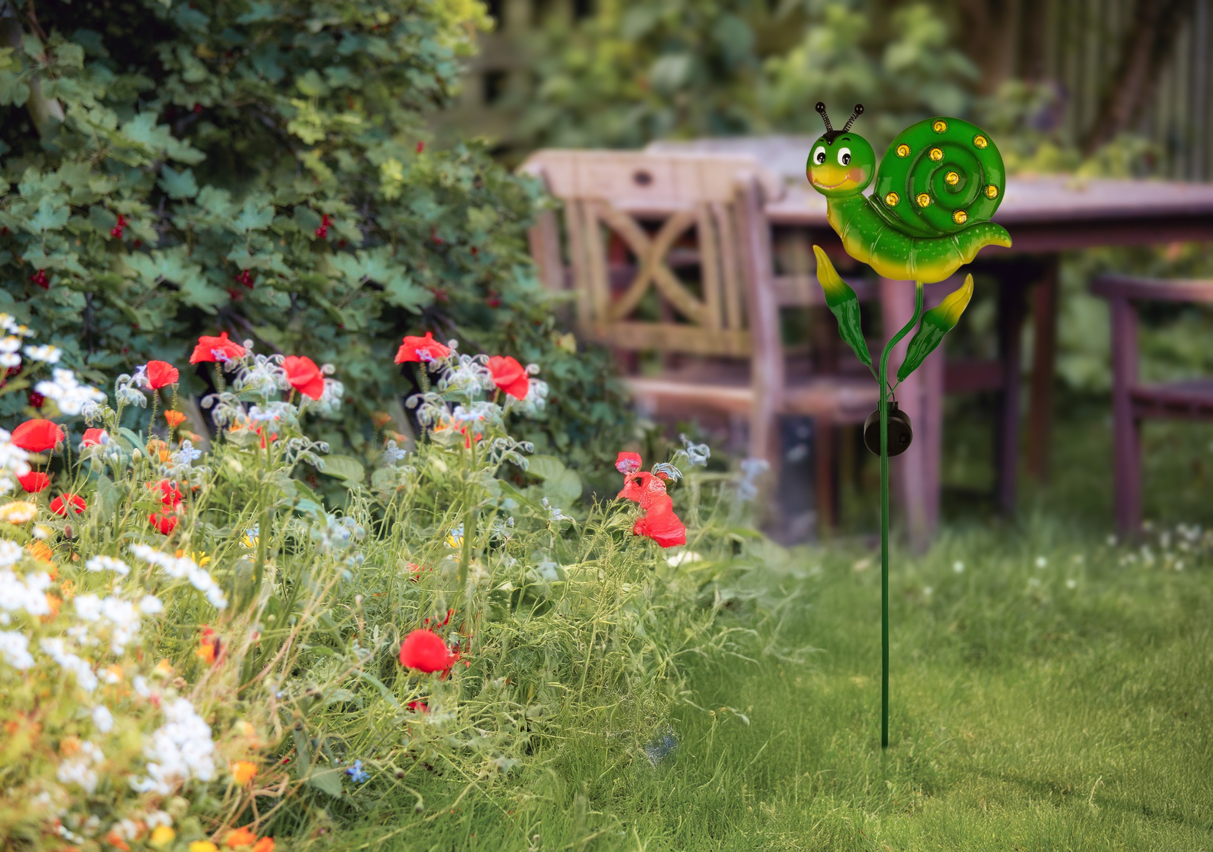 näve LED Solarleuchte »Snaily« LED-Modul 1 Stk. Warmweiß Erdspieß Figur Schnecke, grün, H: 90cm, warmweiß, 6-8h Leuchtdauer