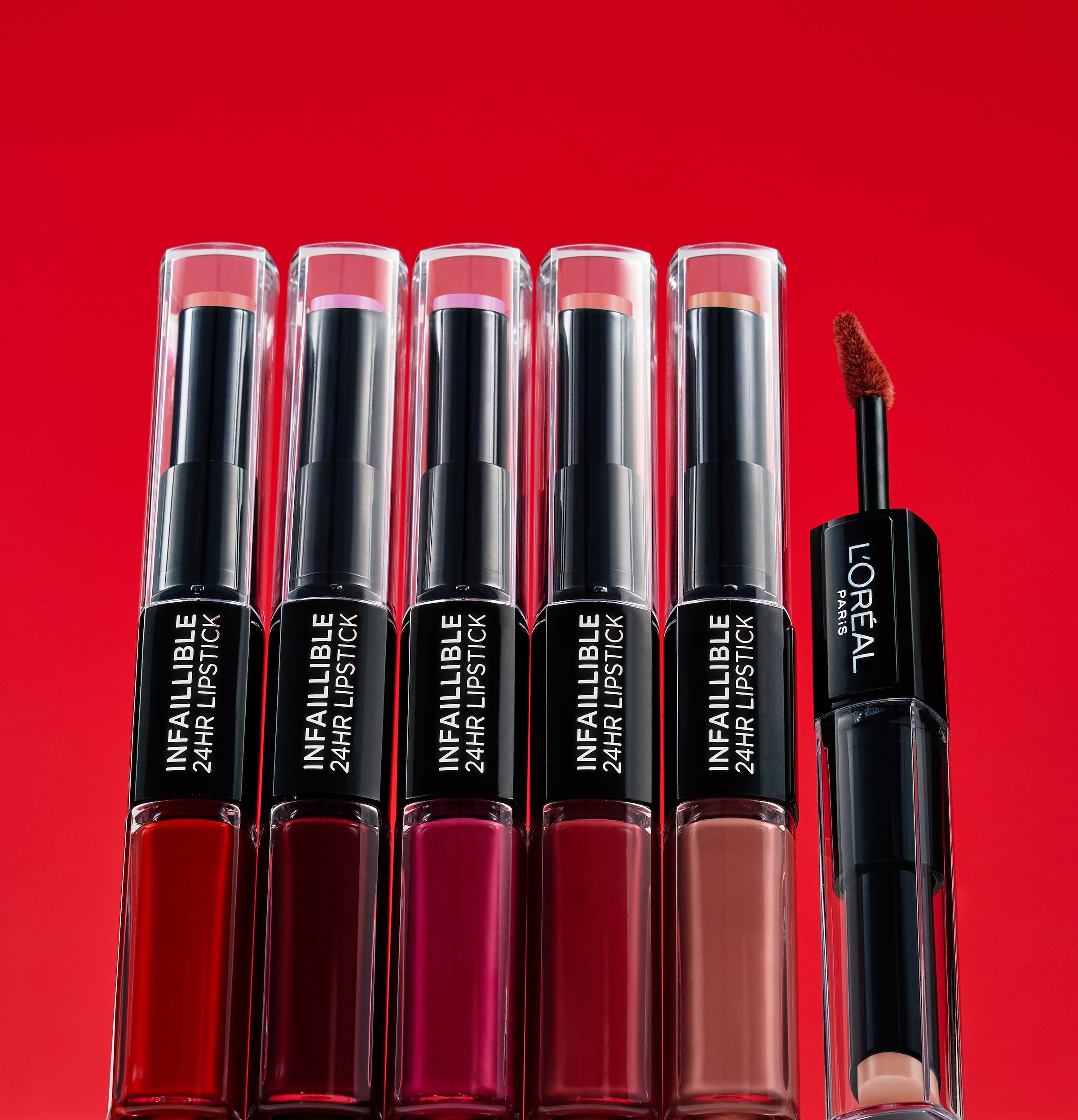 L'ORÉAL PARIS Lippenstift »INFAILLIBLE 2-STEP LIP STICK« mit pflegendem Material, für geschmeidige Lippen, 24h Halt
