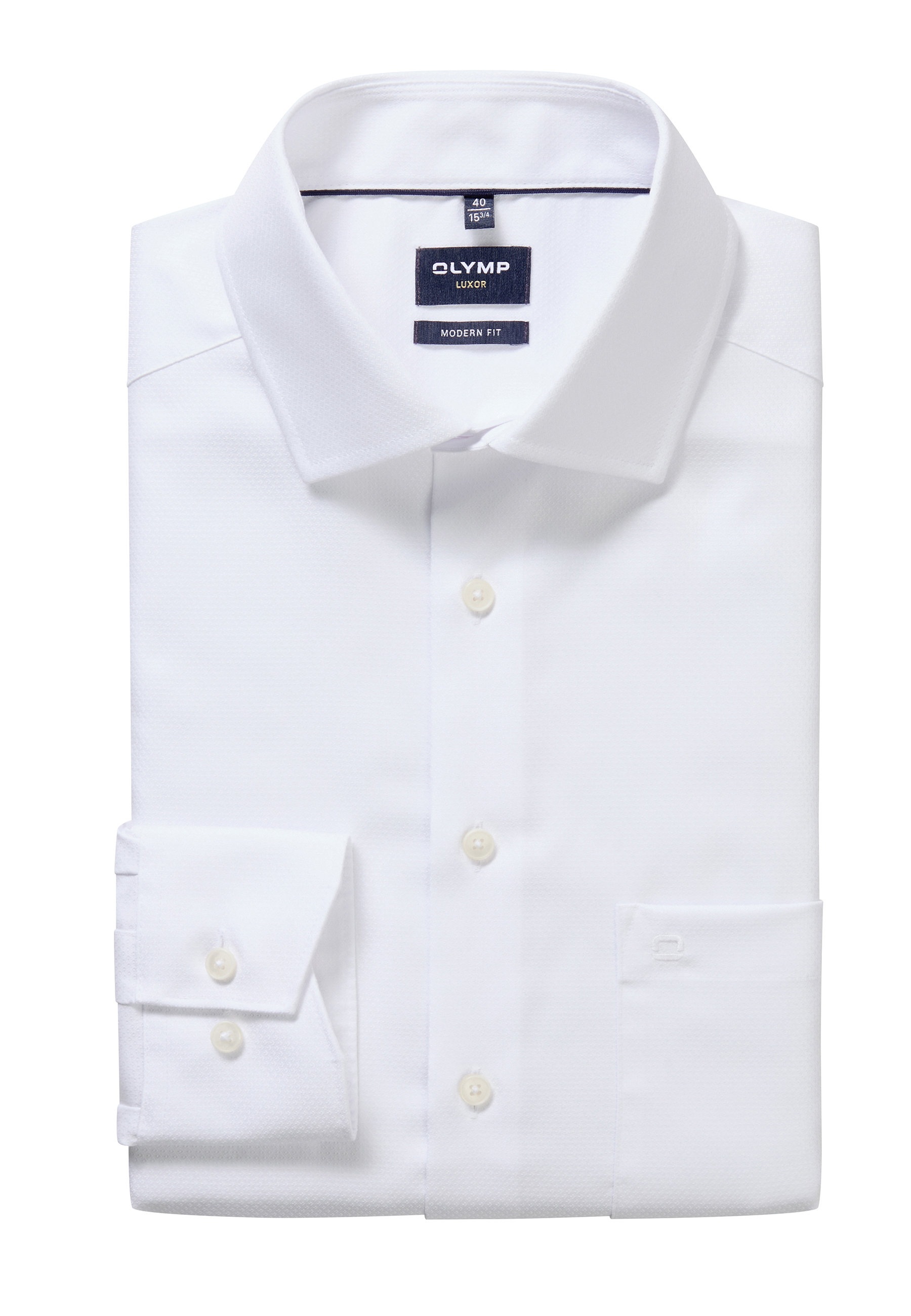 Businesshemd OLYMP "OLYMP Luxor, modern fit, Global Kent", Herren, Gr. 45, Normaler Arm, weiß, 100% Baumwolle, Hemden 6