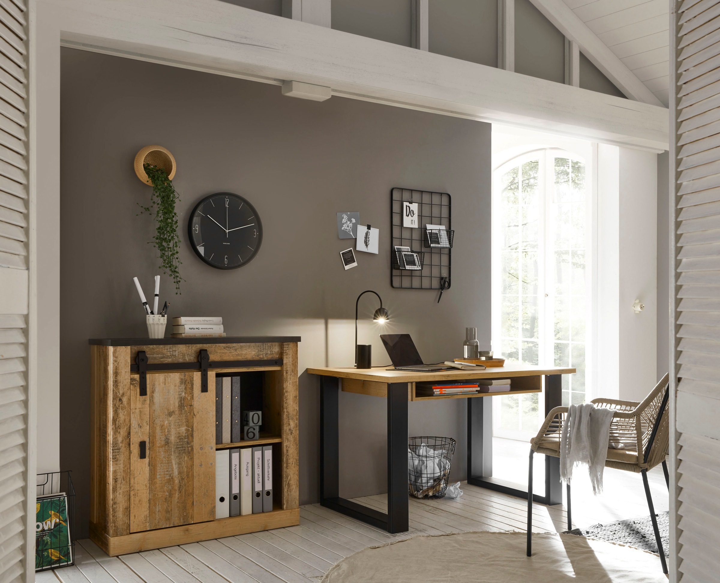 Home affaire Schrank-Set "SHERWOOD" 2 Stk. tlg. Büromöbel Set mit Scheunent günstig online kaufen