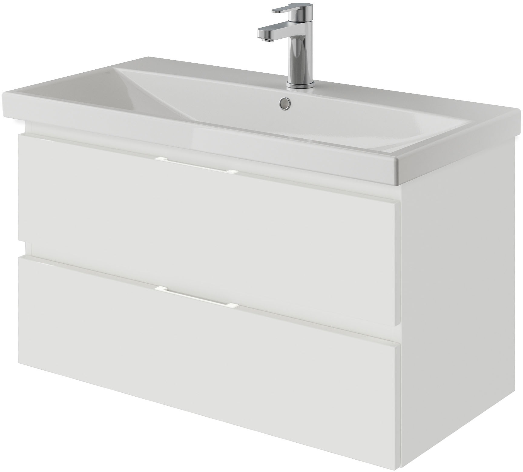 Saphir Badmöbel-Set »Serie 4035 2-teilig, Keramikwaschtisch mit LED-Spiegel, 90 cm breit«, (Set), Badezimmer-Set inkl. Türdämpfer, 2 Schubladen, Waschplatz