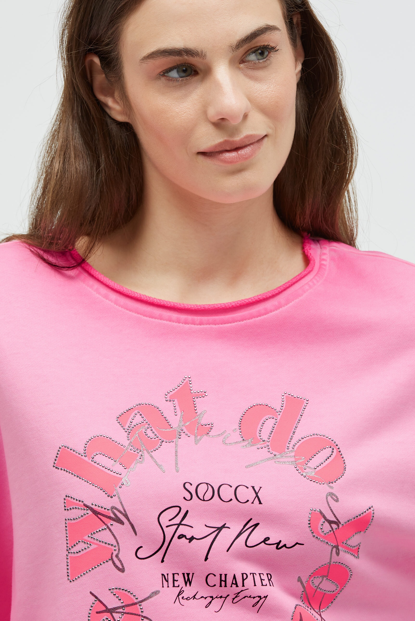 SOCCX Sweater , mit Rollkanten am Ausschnitt und Saum
