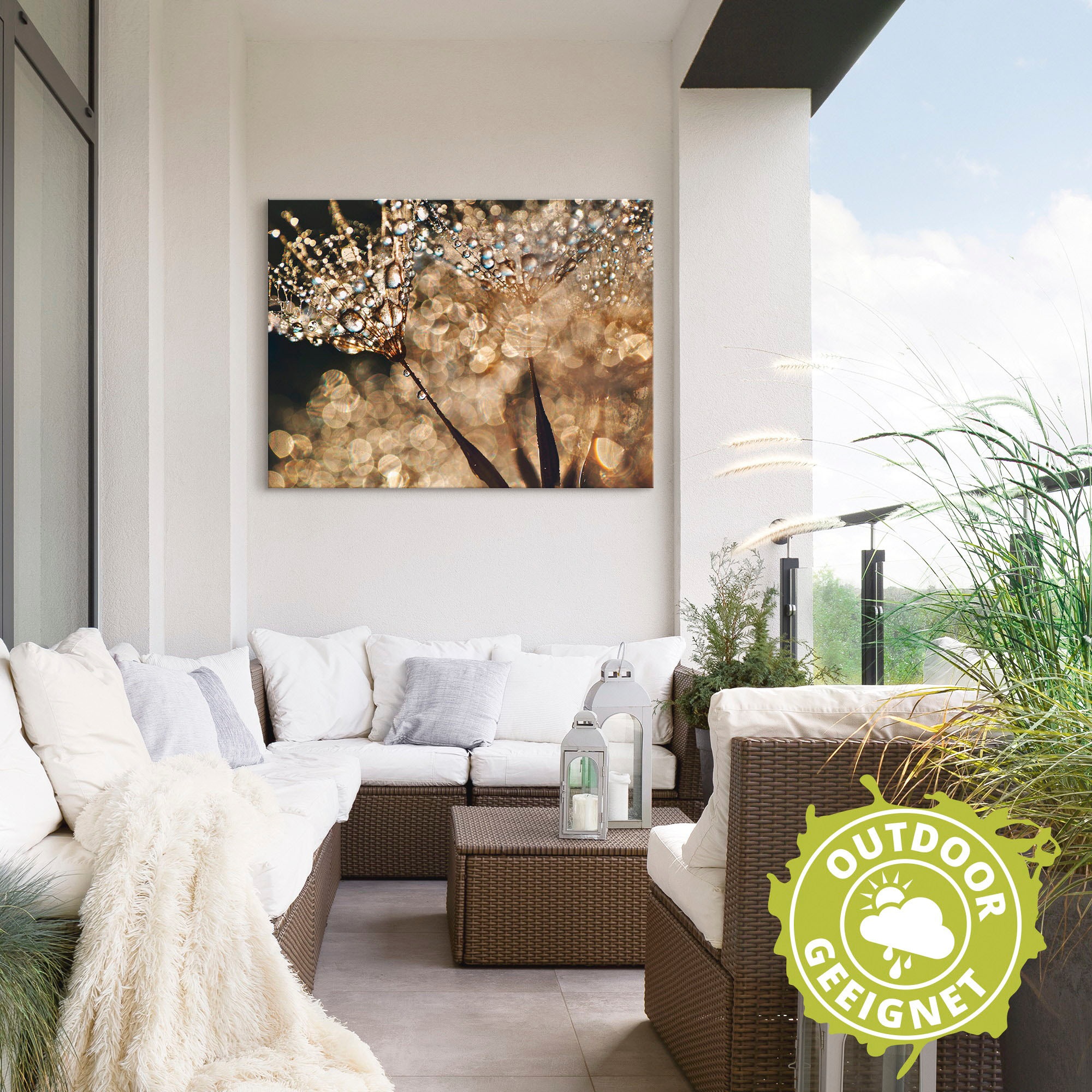 Artland Wandbild »Pusteblume Goldschimmer«, Blumen, (1 St.), als Alubild, Outdoorbild, Leinwandbild, Poster, Wandaufkleber