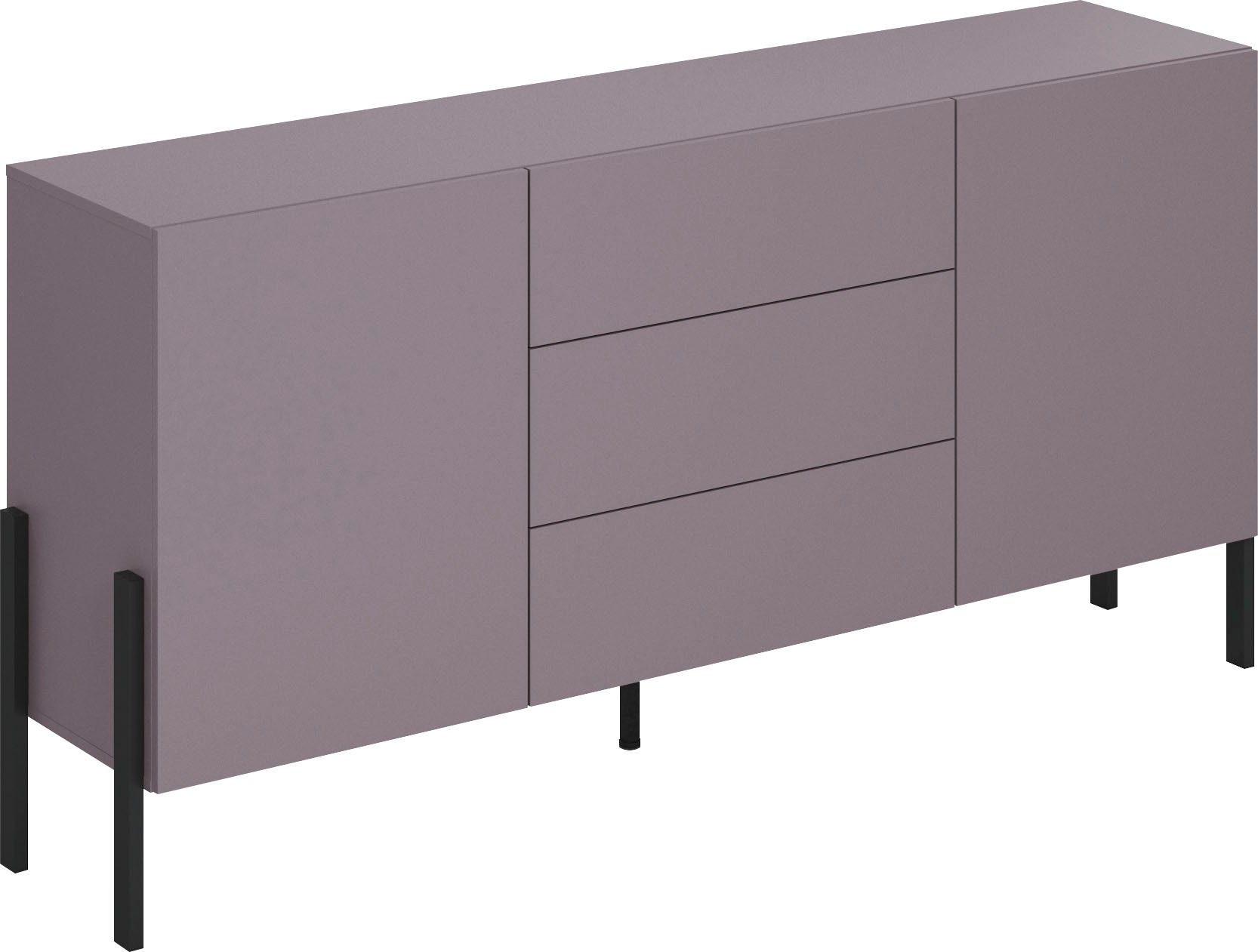 INOSIGN Sideboard "Jukon, Breite 150 bzw.180 cm, moderne grifflose Kommode", Schubladenschrank 2 Türen/3 Schubkästen, pu