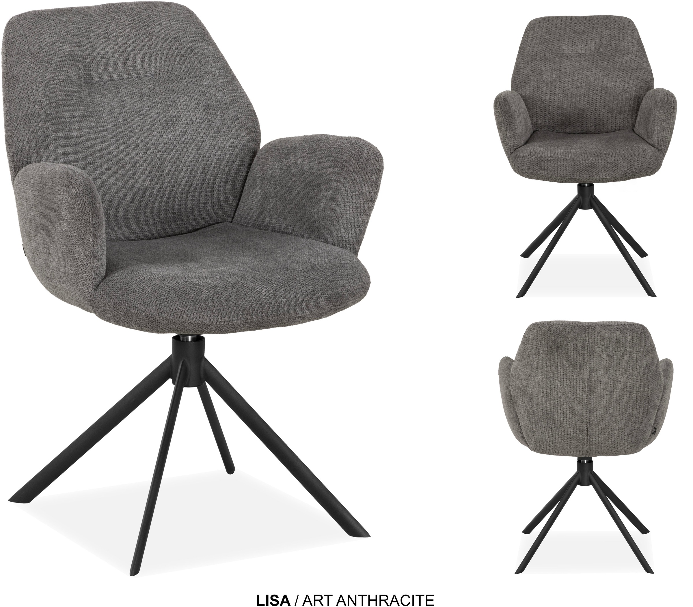 Thumbnail - OMG Design Esszimmerstuhl "Lisa" (Set) 1 Stk.Drehstuhl mit auto-return, Armlehnenstuhl