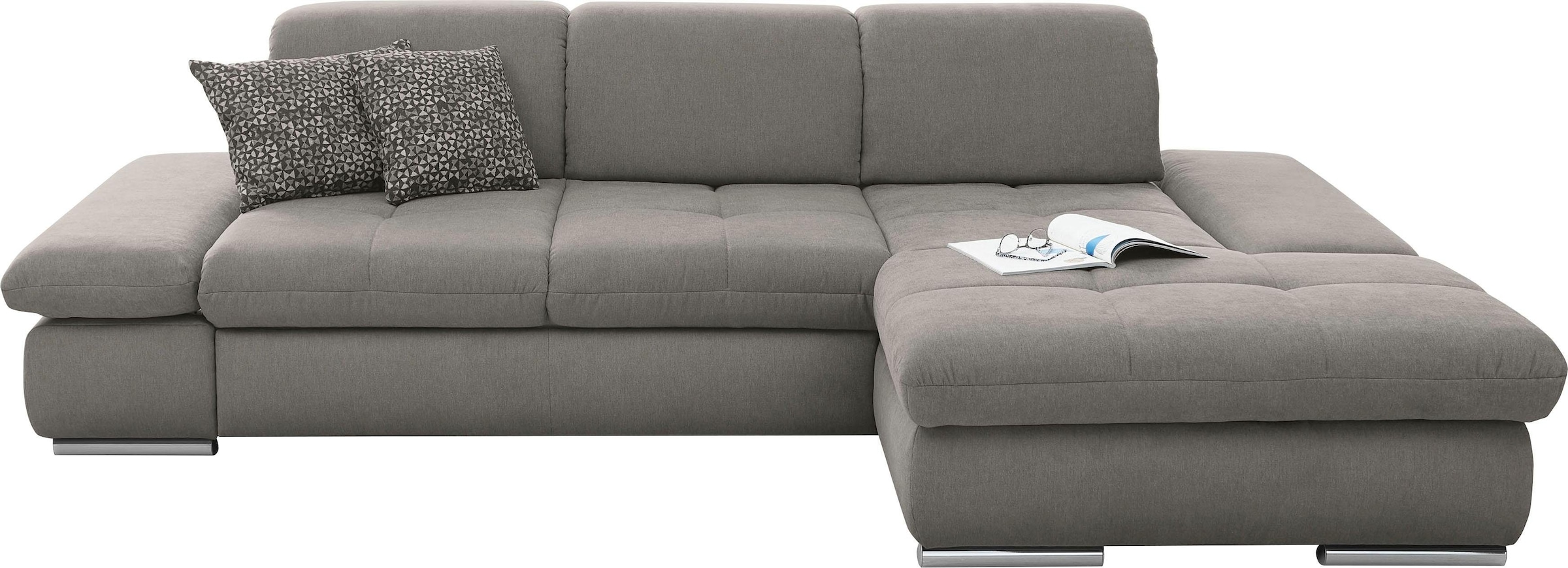 set one by Musterring Ecksofa »SO4100 V« mit verstellbaren Kopfteilen, wahlweise mit Funktionen, Cord-Bezug
