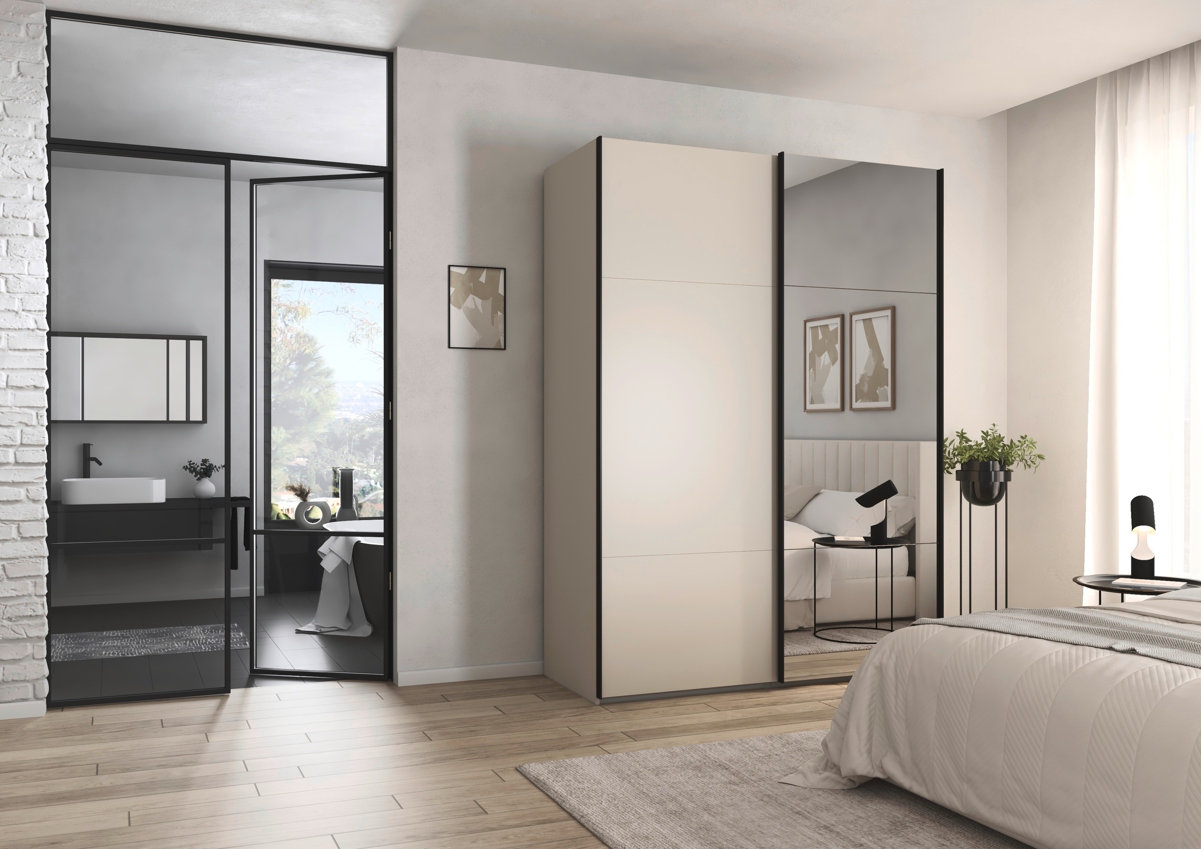 rauch Schwebetürenschrank »Kleiderschrank Schrank Garderobe Schlafzimmerschrank CONTIDO« in 3 verschiedenen Ausstattungen BASIC/CLASSIC/PREMIUM,  aus hochwertigem Material in 6 Breiten 2 Griff-Farben MADE IN GERMANY