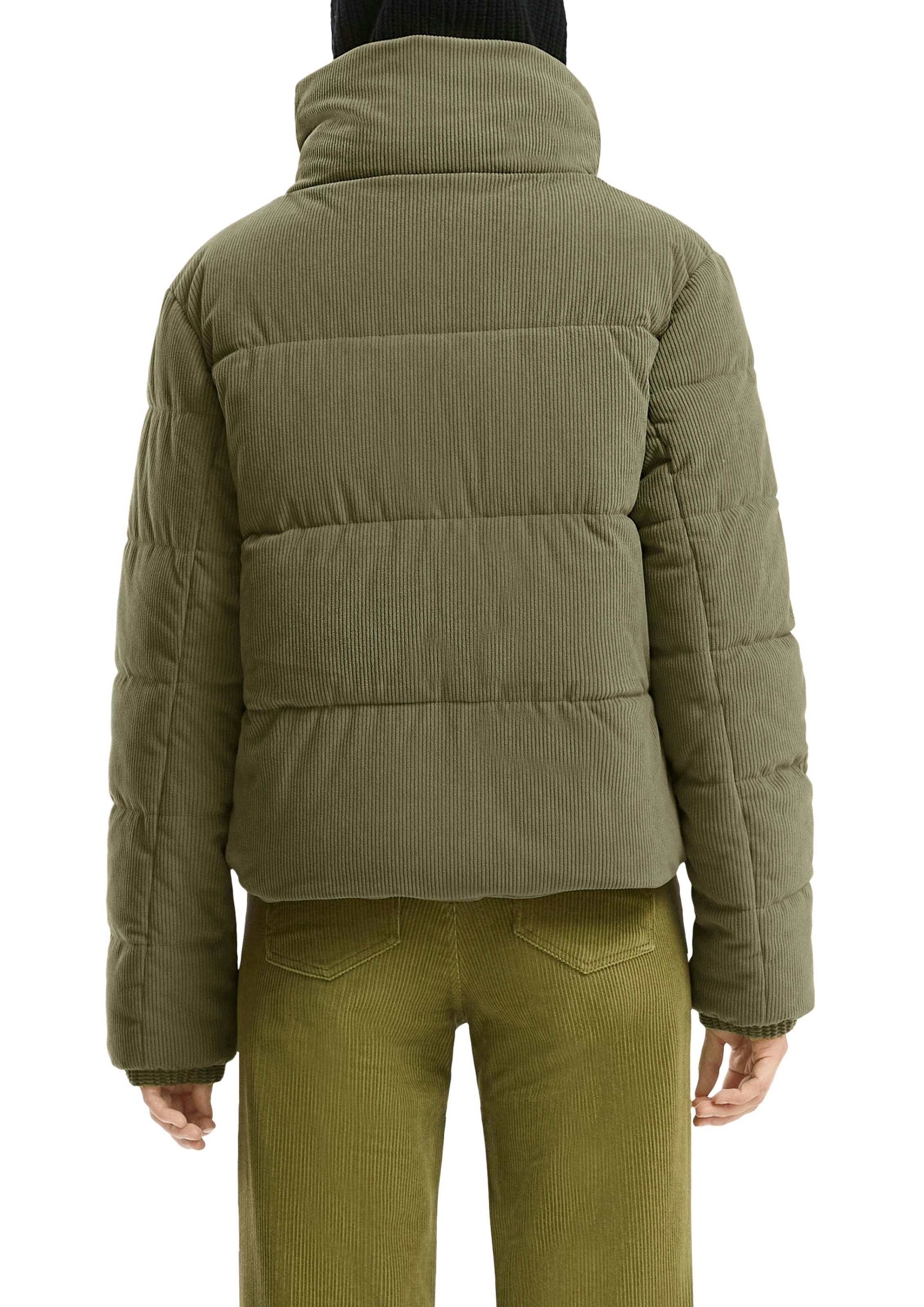 QS Steppjacke ohne Kapuze kurz, aus Cord und mit Stehkragen
