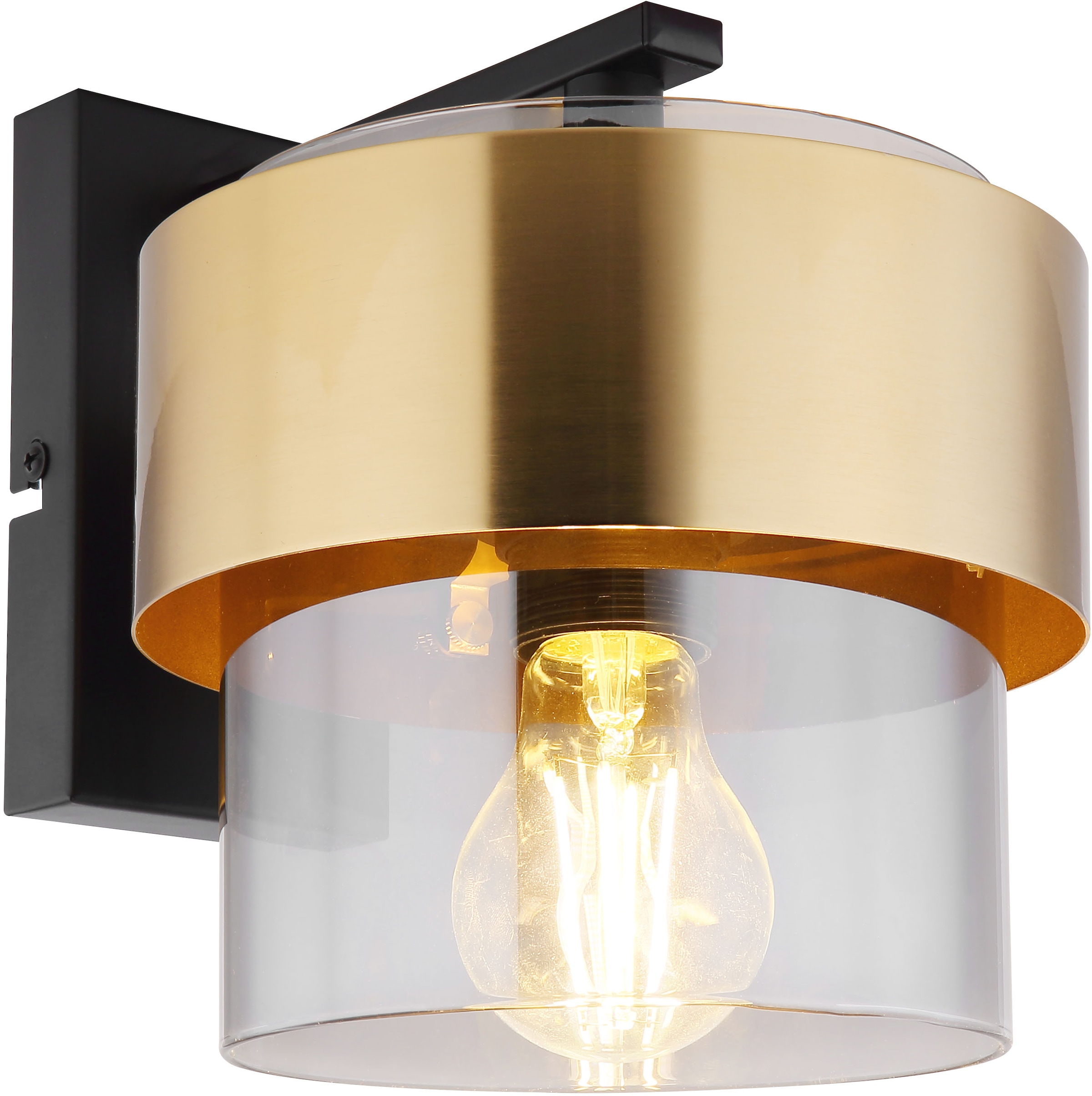 GLOBO LIGHTING Wandleuchte »MILLEY«, Leuchtmittel E27 | ohne Leuchtmittel, Wandlampe/Spot/Wohnzimmer/Flur/Messingring/Metall