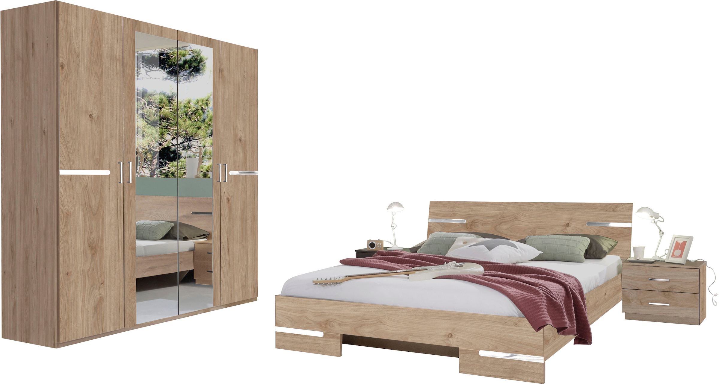 Komplettschlafzimmer WIMEX, braun, Spanplatte, Schlafzimmermöbel-Sets, "Anna", Spar Set