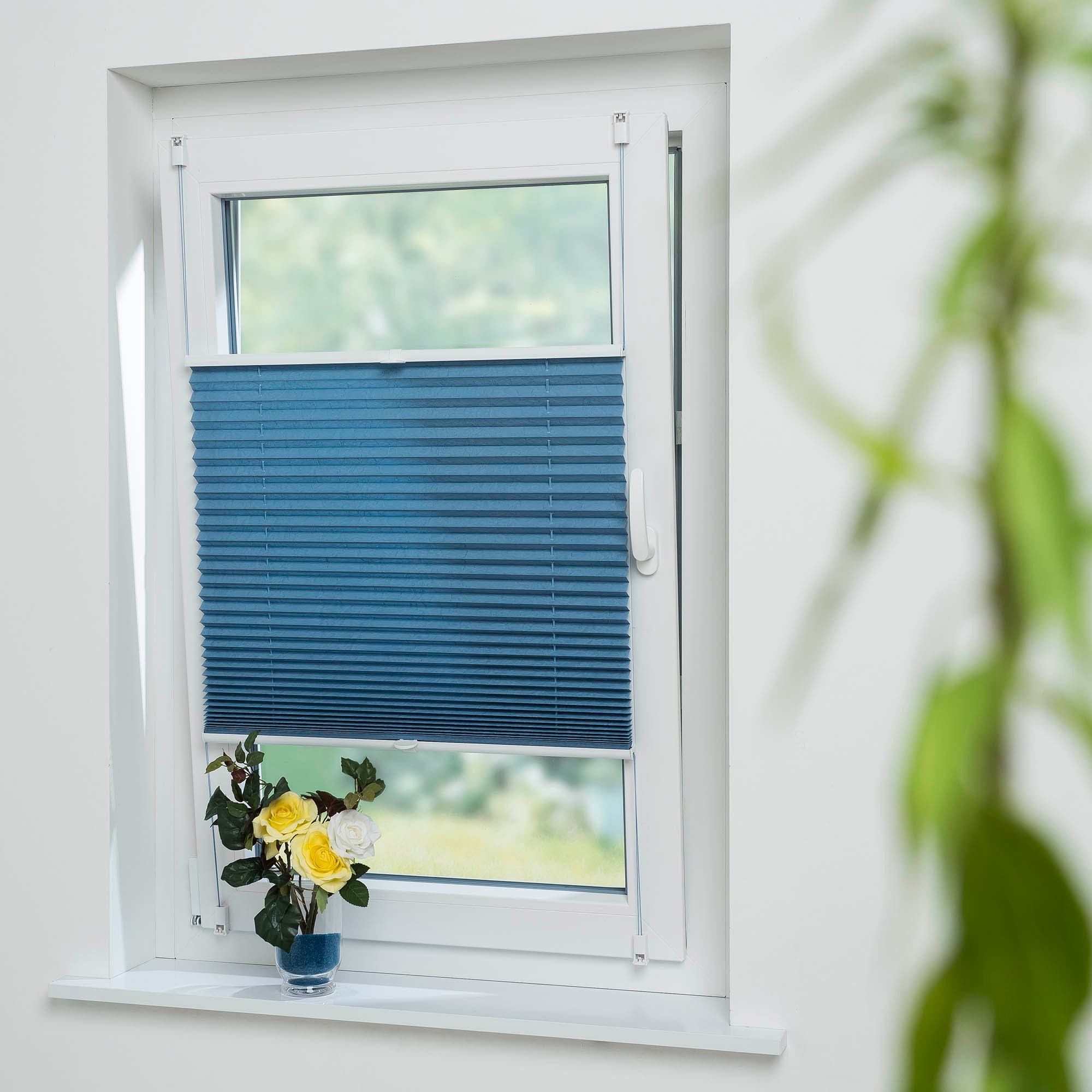 Liedeco Plissee "Jeansblue" Lichtschutz ohne Bohren verspannt günstig online kaufen