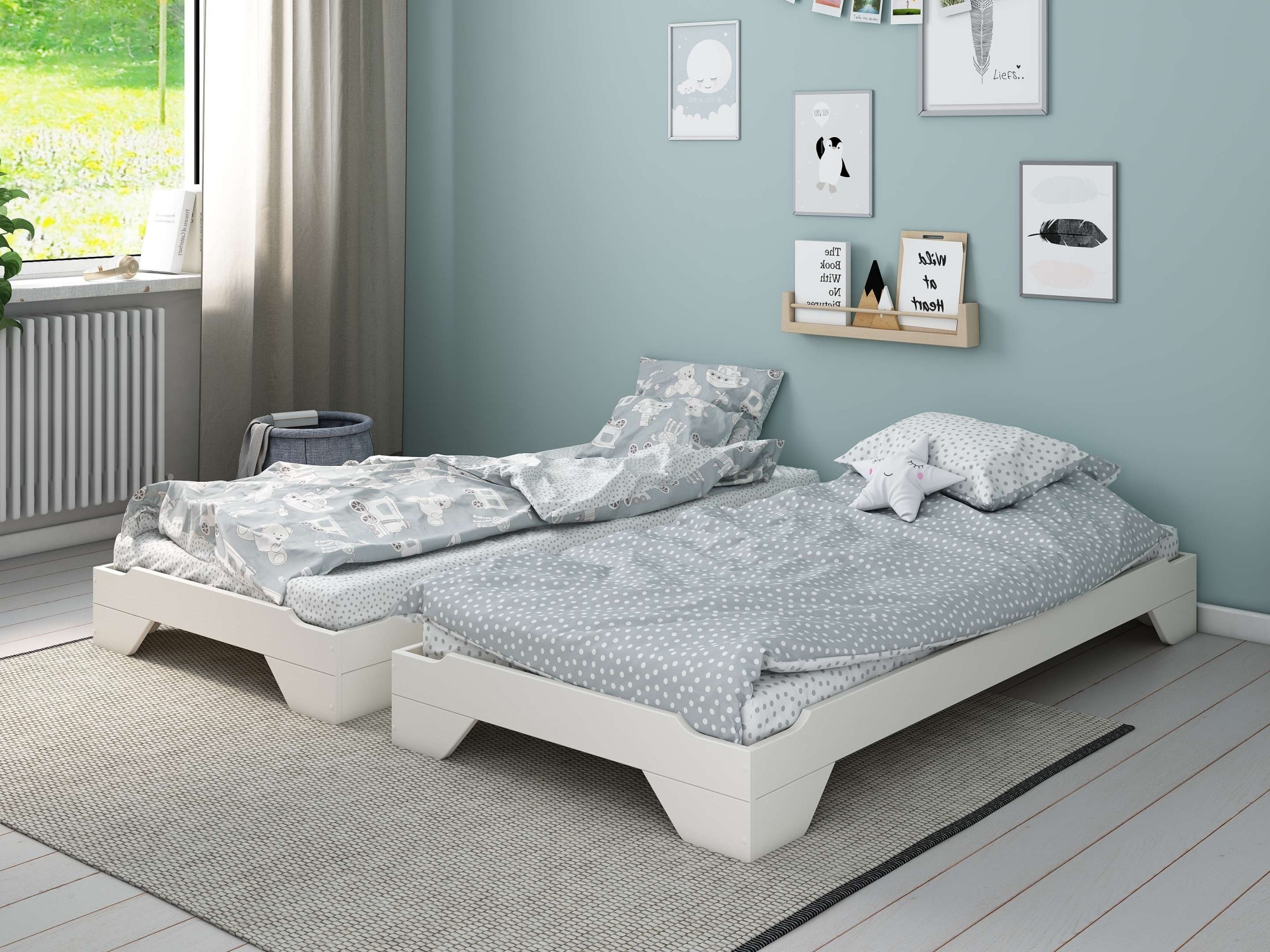 Home affaire Massivholzbett »Melwine, Stapelbett, 2 Betten auch nebeneinander stellbar« inklusive Lattenrost, platzsparend und ideal für Besuch!