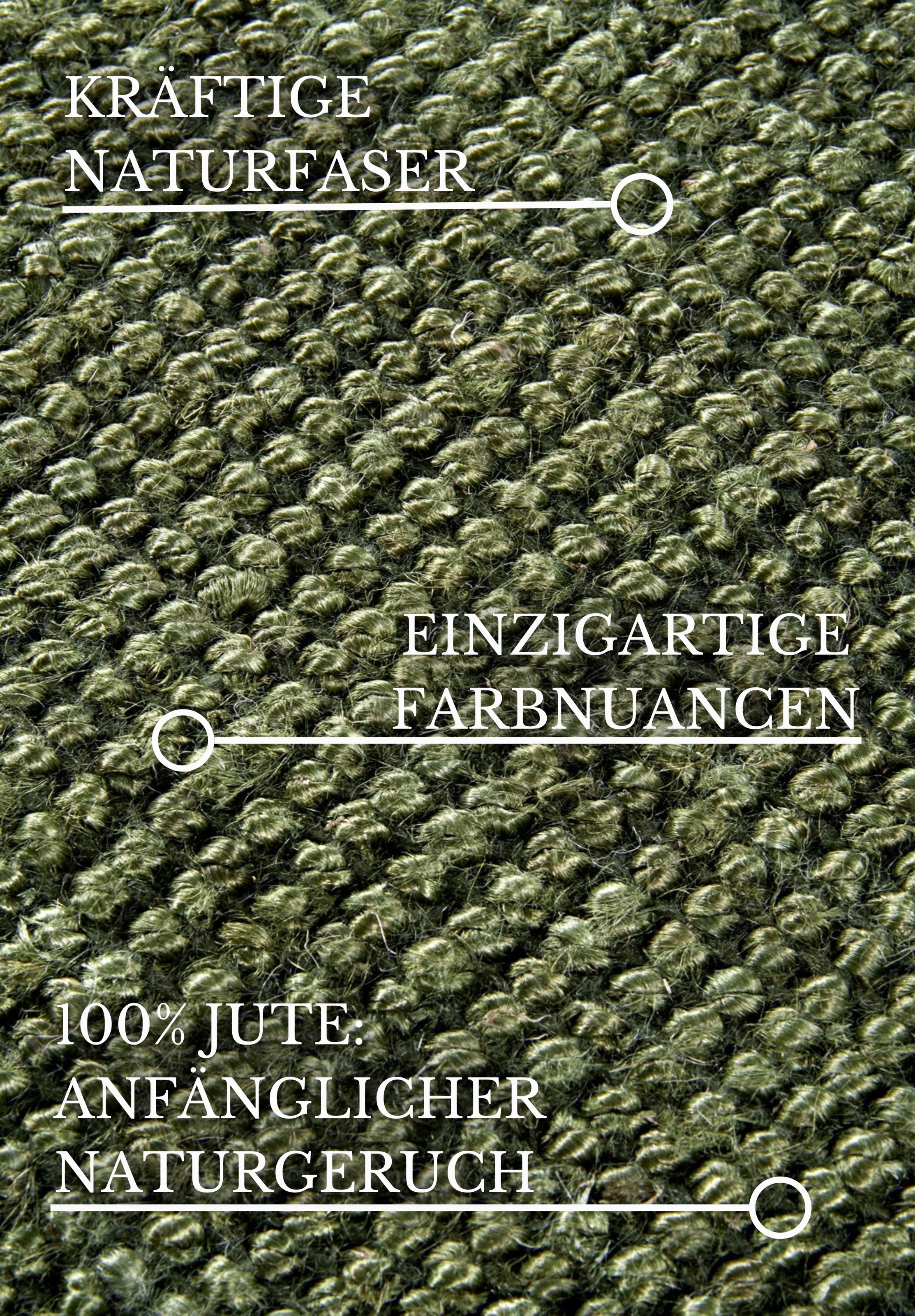 Teppich VILLEROY & BOCH "Rosalie Juteteppich", grün (dschungelgrün), B:80cm H:10mm L:200cm, Jute, Teppiche, Teppich, Läufer, 100% Jute, Natur, Wohnzimmer, Esszimmer, Schlafzimmer, GRS 3