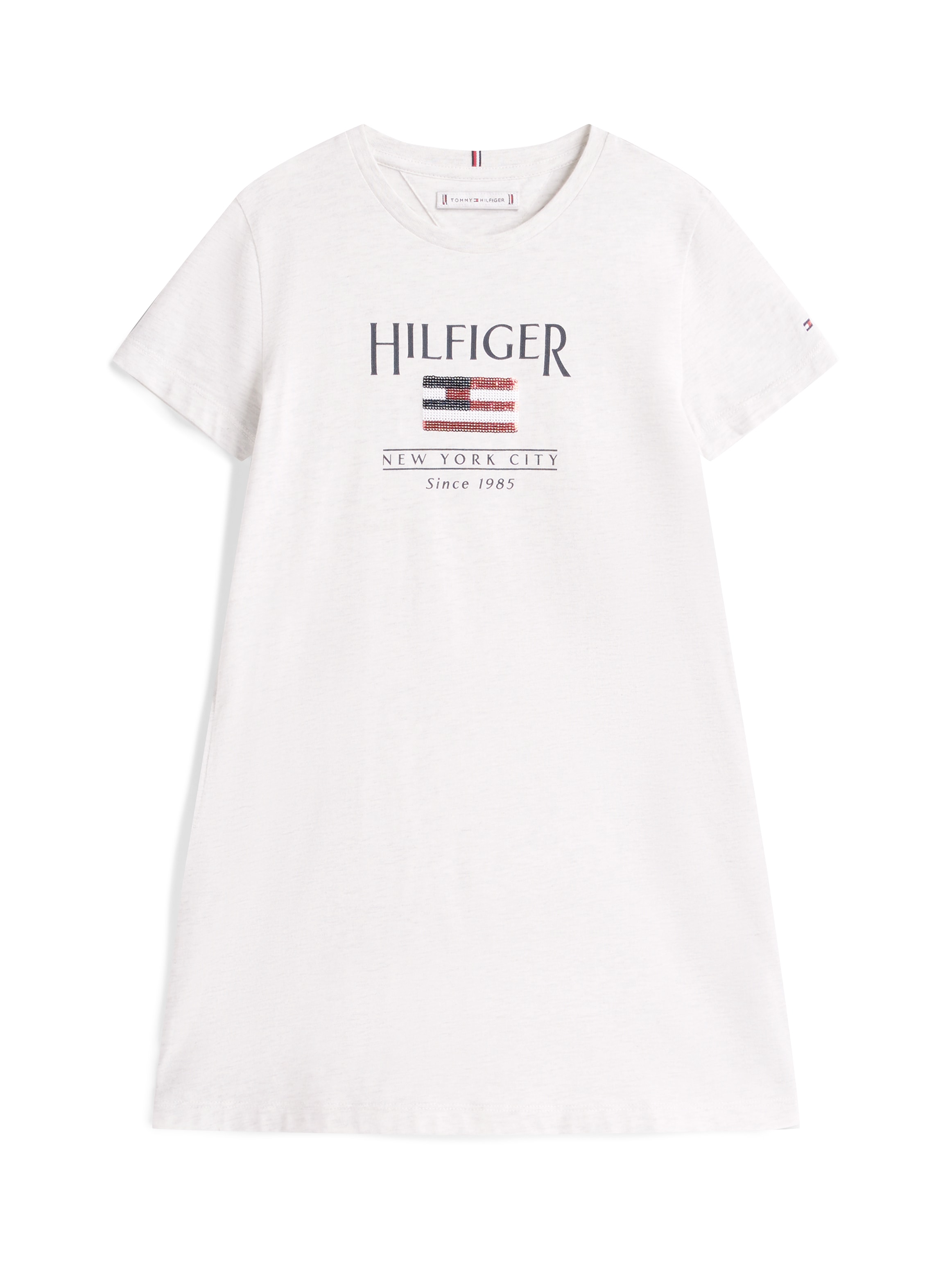 Tommy Hilfiger Shirtkleid »HILFIGER SEQUINS FLAG TEE DRESS«, mit Pailetten, mit Logo-Flag