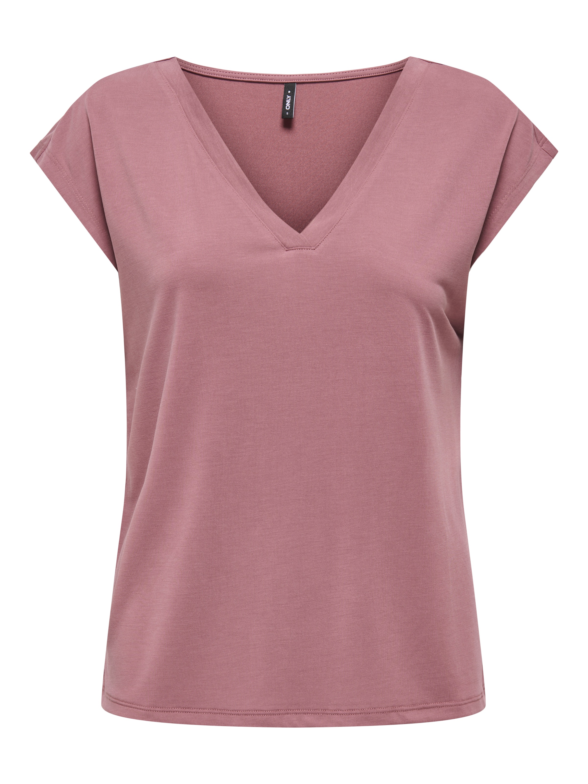 ONLY ONLFREE S/S Top Col V Rose Brun Taille L 5