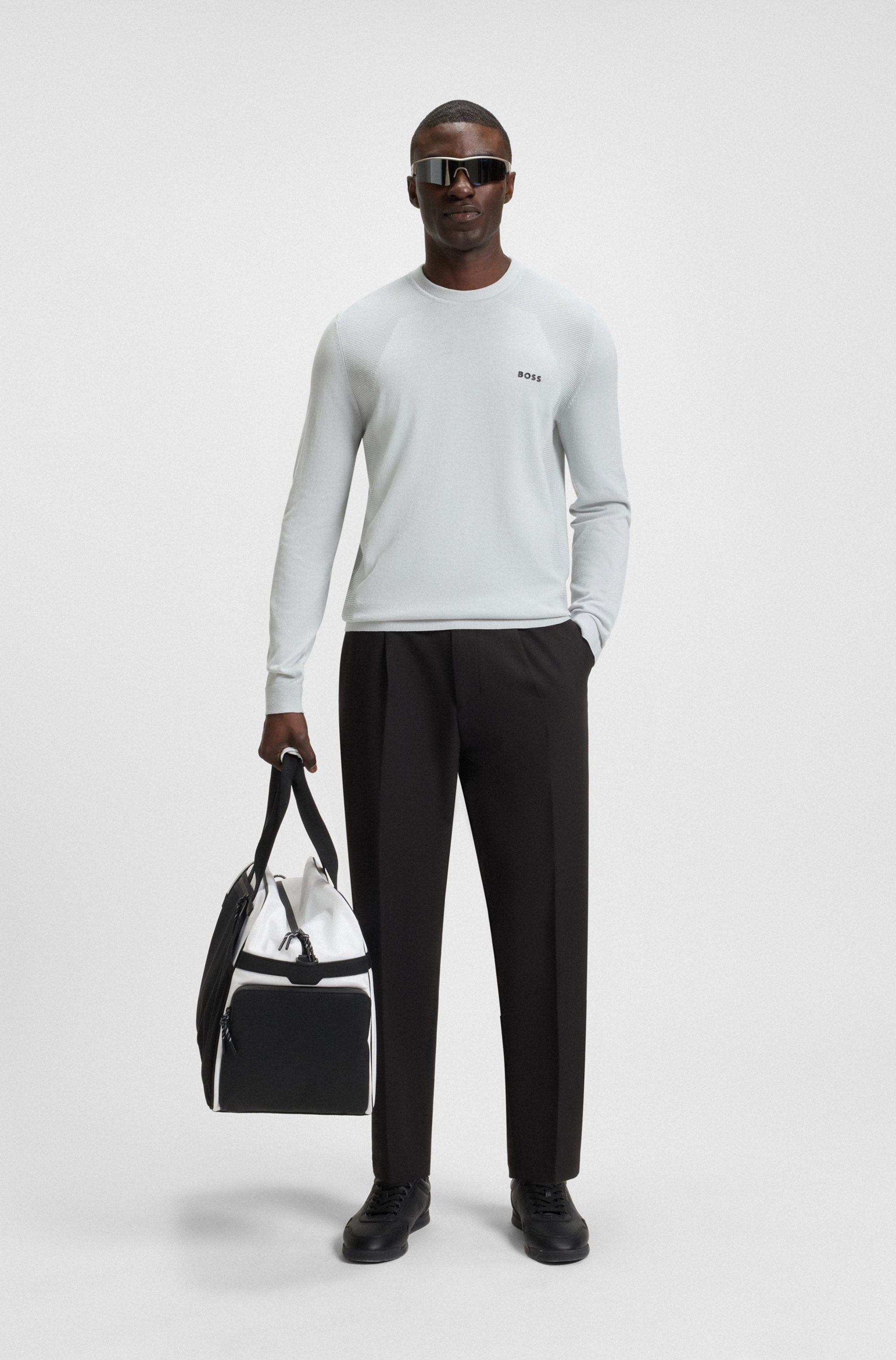 Thumbnail - BOSS GREEN Webhose "T Convert-Pleat" mit Zugbund und Markenlabel Bundfaltenhose Anzughose Stretchhose