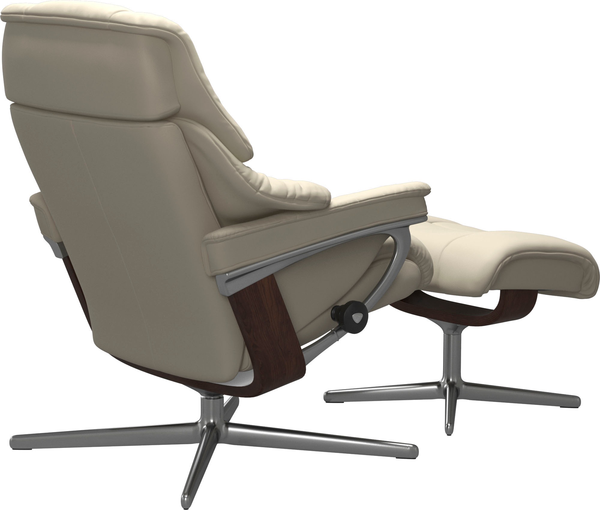 Stressless® Relaxsessel »Reno«, (Set, Relaxsessel mit Hocker), mit Hocker, mit Cross Base, Größe S, M & L, Holzakzent Braun