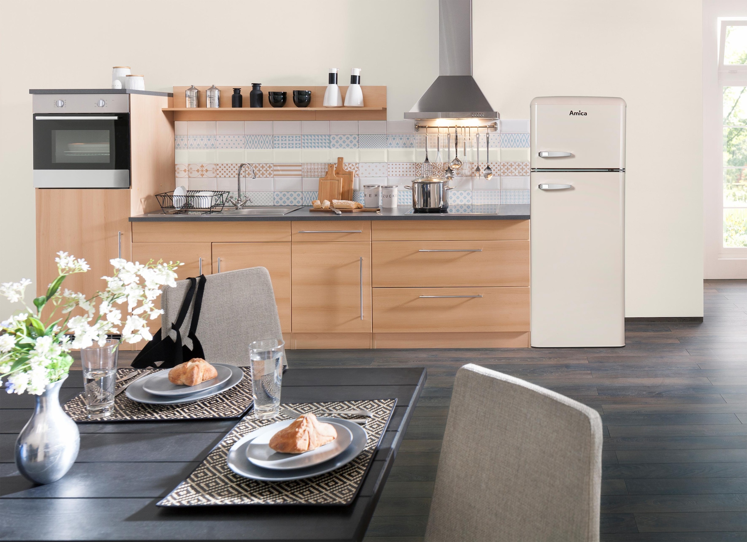 Amica Kühl-/Gefrierkombination »KGC 15635 B« 144 cm hoch 55 cm breit