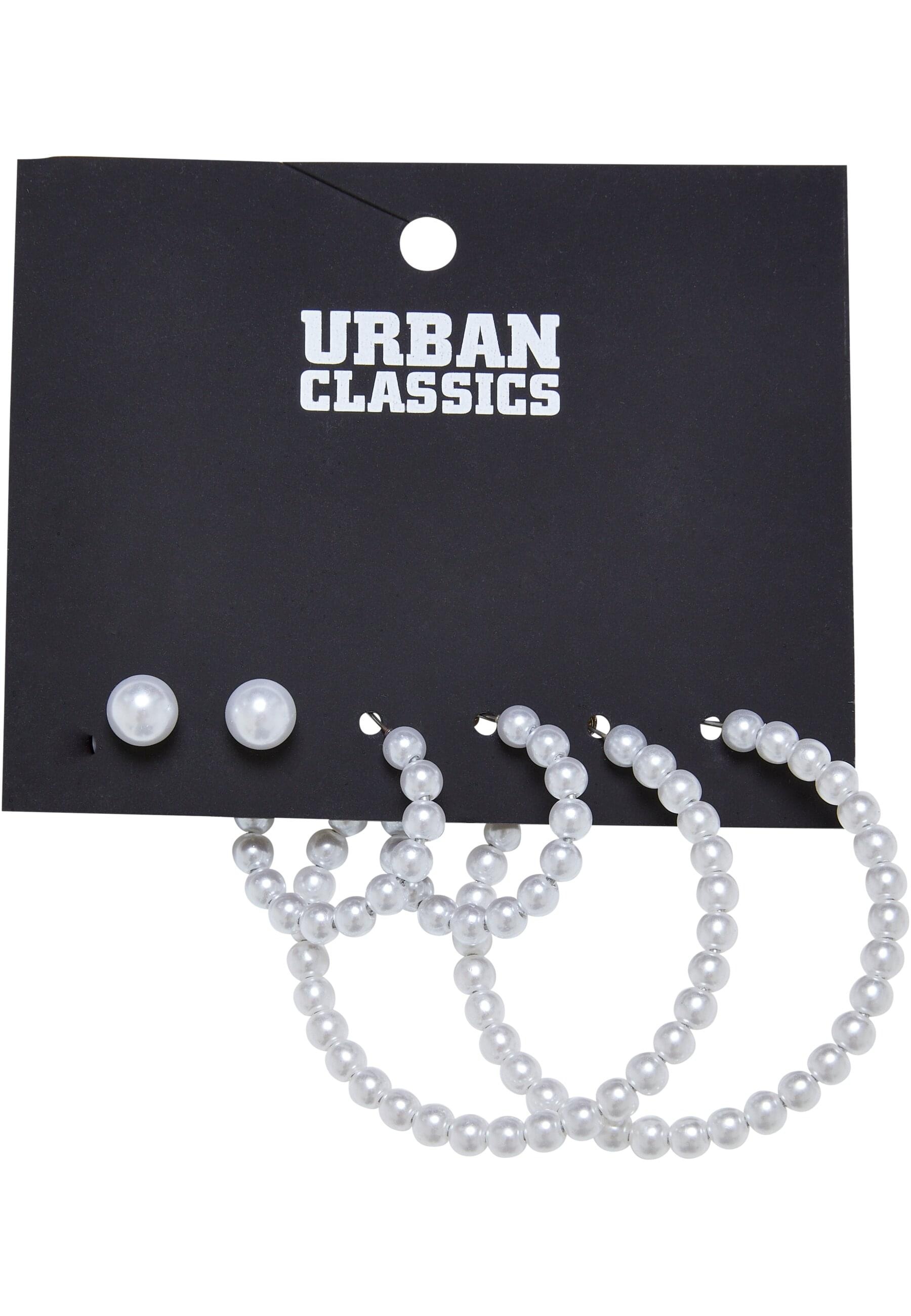 URBAN CLASSICS Schmuckset »Urban Classics Unisex Pearl Hoop Earring 3-Pack«, (1 tlg.)