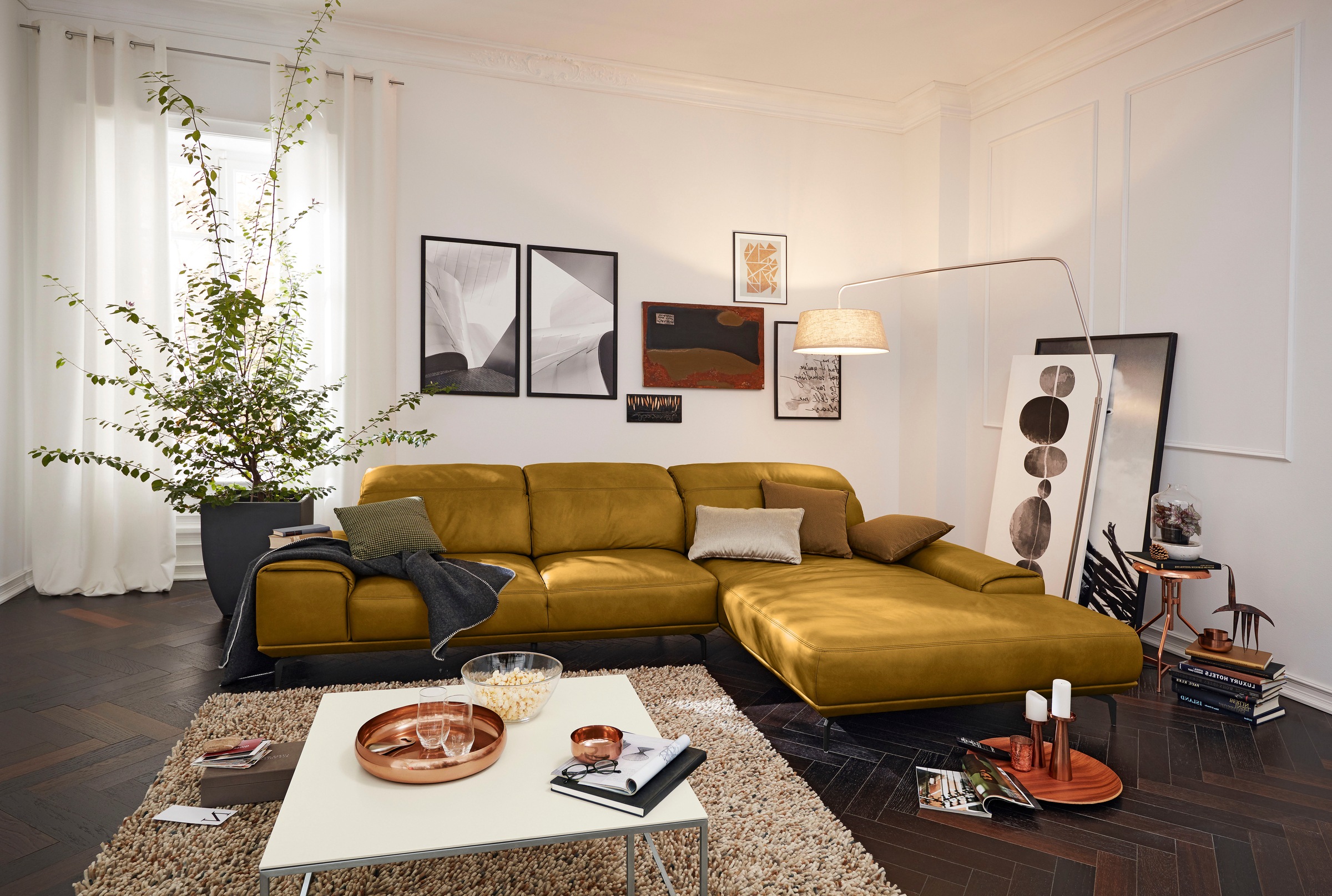 Musterring Wohnlandschaft »MR 2490«, Fuß schwarz, Sitzhöhe 48cm, wahlweise mit Funktionen, Maße 342x207 cm