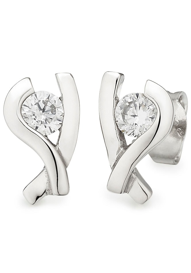 Paar Ohrstecker BRUNO BANANI "Schmuck Geschenk Silber 925 Ohrschmuck Ohrringe Glitzerstein", silber (silberfarben, kristallweiß, kristallweiß), Ohrringe, Damen, Silber 925 (Sterlingsilber), mit Zirkonia (synth.)