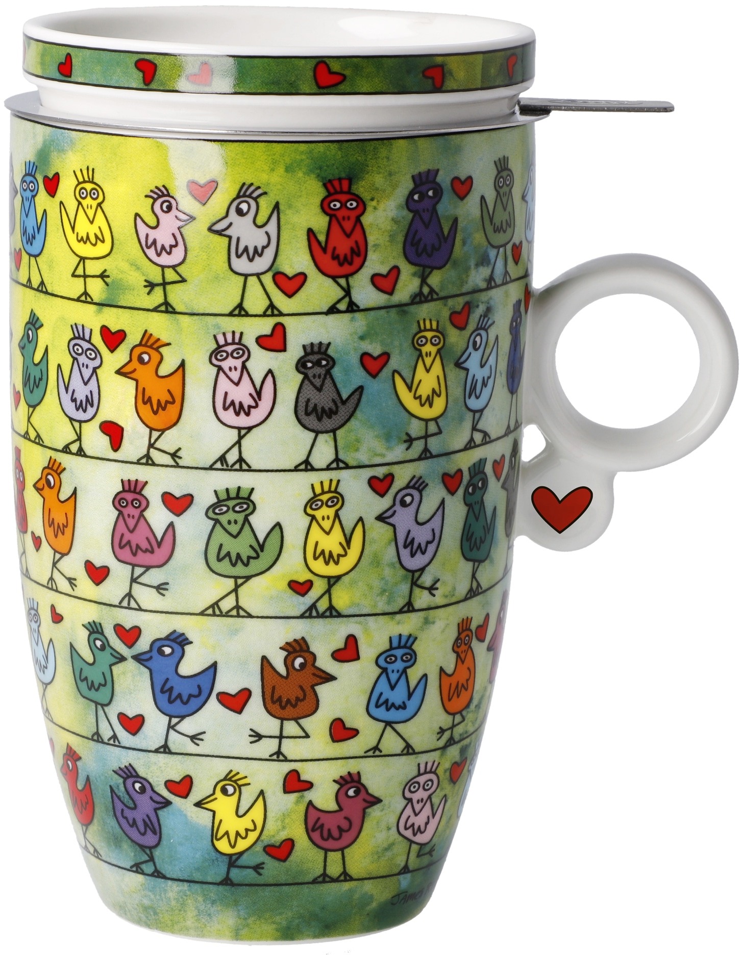 Goebel Tasse "Rizzi", Pop Art, Teetasse, James Rizzi - Birds on a Love Wire günstig online kaufen