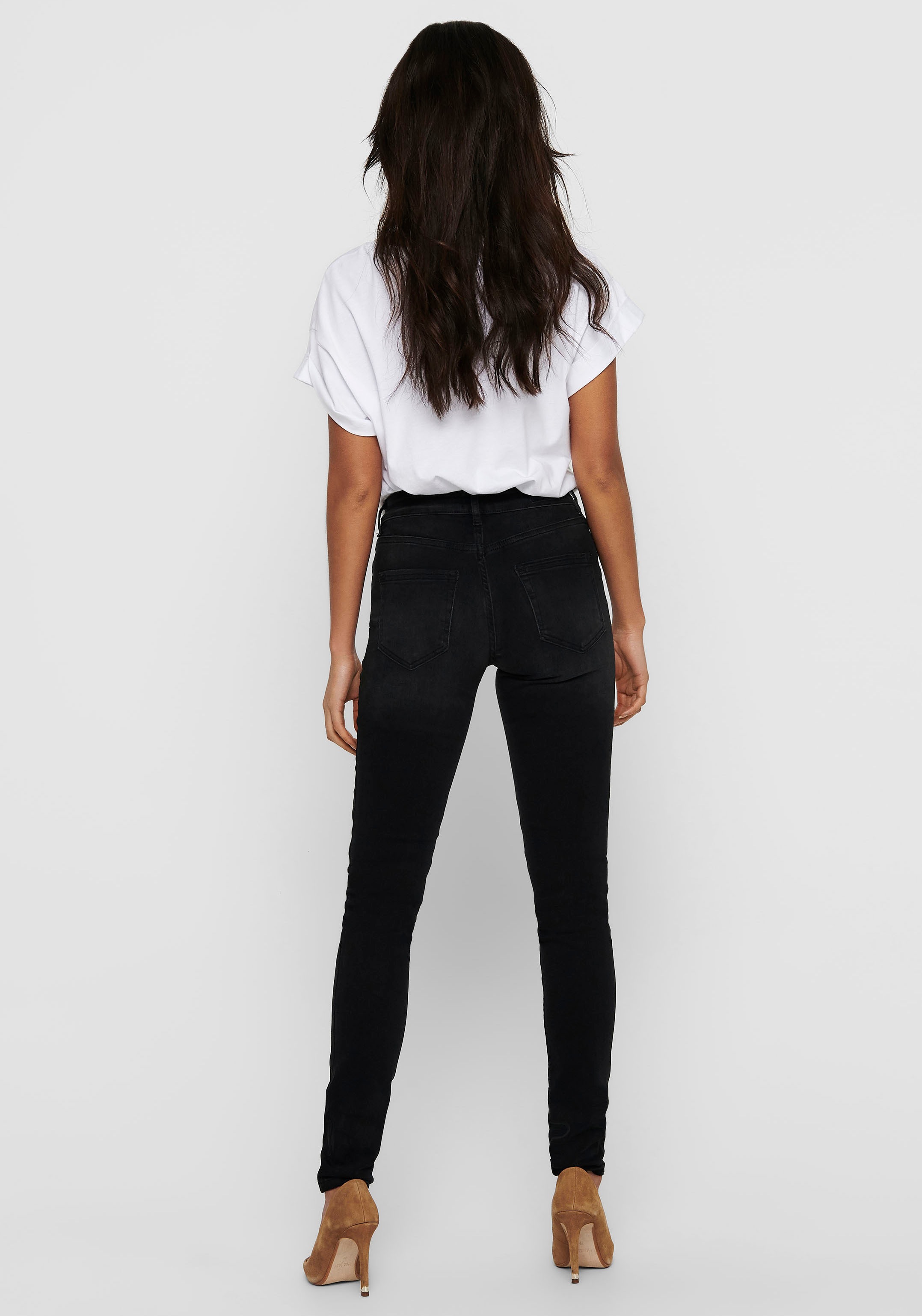 Only Damen Jeans ONLBLUSH MID SK REA1099 - Skinny Fit - Schwarz - Black Den günstig online kaufen