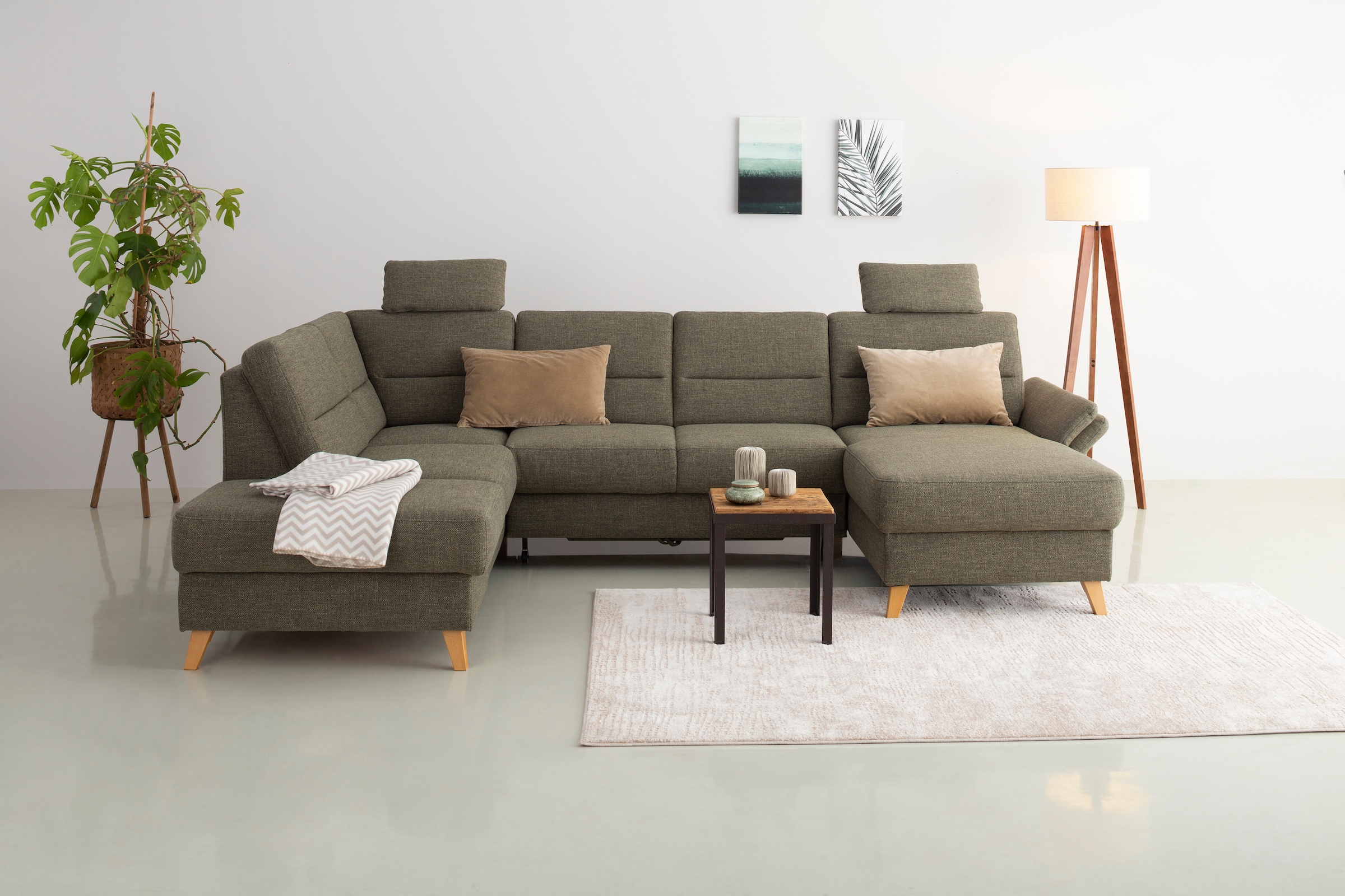 Home affaire Wohnlandschaft "Westerland U-Form" Federkern, wahlweise Bettfu günstig online kaufen